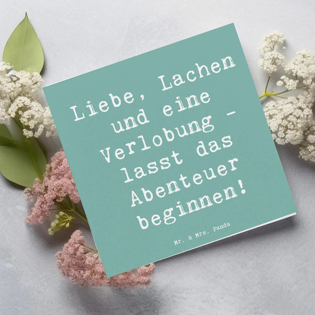 Deluxe Karte Liebe, Lachen und eine Verlobung - lasst das Abenteuer beginnen! Karte, Grußkarte, Klappkarte, Einladungskarte, Glückwunschkarte, Hochzeitskarte, Geburtstagskarte, Hochwertige Grußkarte, Hochwertige Klappkarte, Hochzeit, Hochzeitsgeschenk, Ehe, Hochzeitsfeier, Trauung, Trauungsgeschenk, Verlobungsfeier, Verlobungsgeschenk, Hochzeitsgeschenkideen, Hochzeitsgeschenke für Brautpaar