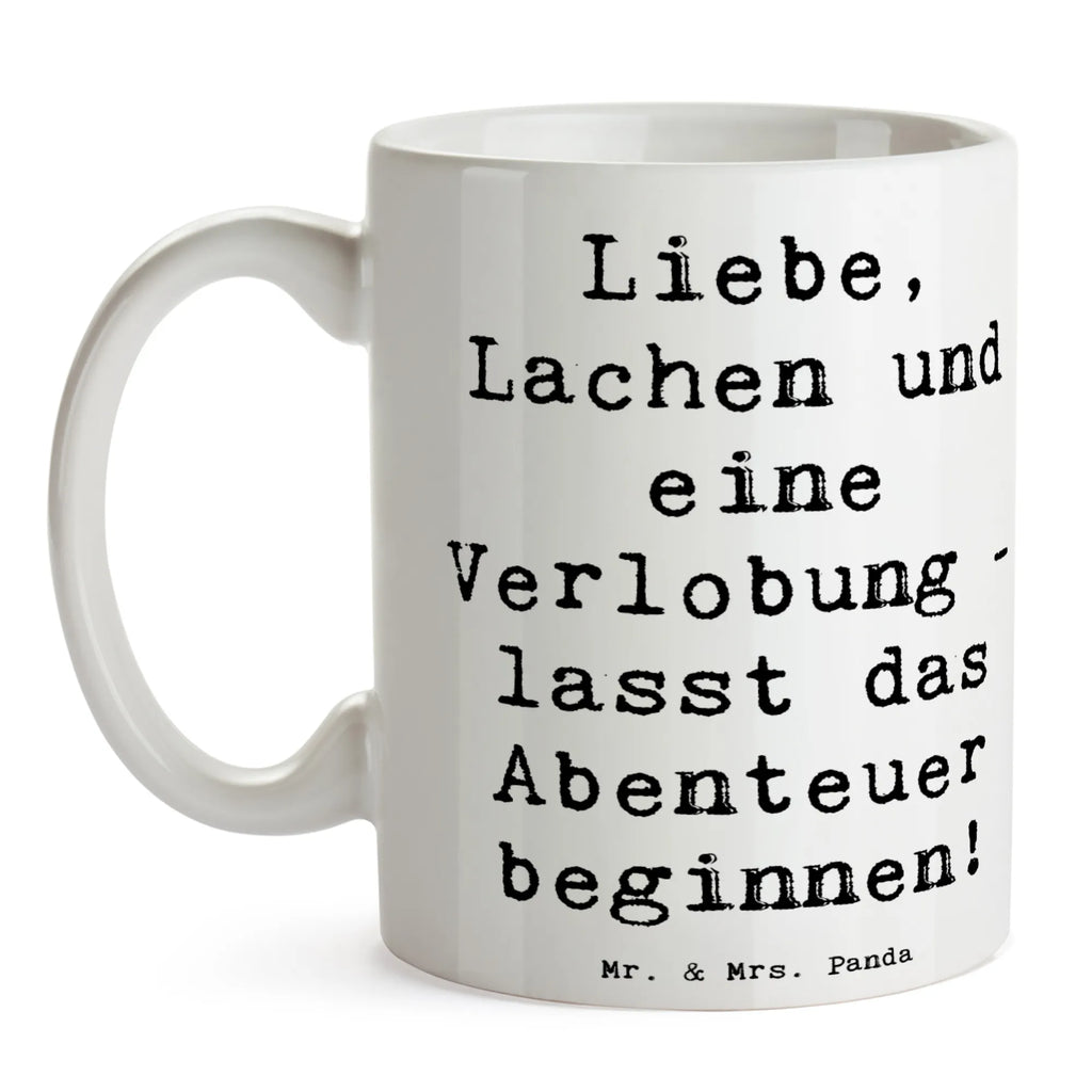 Tasse Spruch Verlobungsfeier Abenteuer Teetasse, Bürotasse, Keramiktasse, Kaffeetasse, Porzellantasse, Geschenktasse, Tasse, Tasse mit Zitaten, Tasse mit Motiven, Hochzeit, Hochzeitsgeschenk, Ehe, Hochzeitsfeier, Trauung, Trauungsgeschenk, Hochzeitskarte, Verlobungsfeier, Verlobungsgeschenk, Hochzeitsgeschenkideen, Hochzeitsgeschenke für Brautpaar