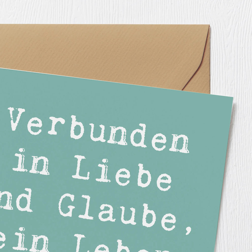 Deluxe Card Saying Verbunden in Liebe und Glaube, ein Leben lang. Karte, Grußkarte, Klappkarte, Einladungskarte, Glückwunschkarte, Hochzeitskarte, Geburtstagskarte, Hochwertige Grußkarte, Hochwertige Klappkarte, Hochzeit, Hochzeitsgeschenk, Ehe, Hochzeitsfeier, Trauung, Trauungsgeschenk, Verlobungsfeier, Verlobungsgeschenk, Hochzeitsgeschenkideen, Hochzeitsgeschenke für Brautpaar