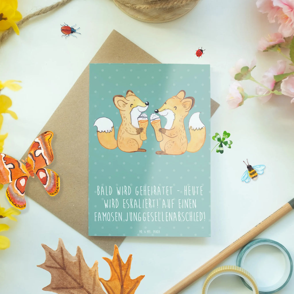 Greetings card Bald wird geheiratet - heute wird eskaliert! Auf einen famosen Junggesellenabschied! Klappkarte, Ansichtskarten, Hochzeitskarte, Glückwunschkarte, Grußkarte, Karte, Einladungskarte, Geburtstagskarte, Hochzeit, Hochzeitsgeschenk, Ehe, Hochzeitsfeier, Trauung, Trauungsgeschenk, Verlobungsfeier, Verlobungsgeschenk, Hochzeitsgeschenkideen, Hochzeitsgeschenke für Brautpaar