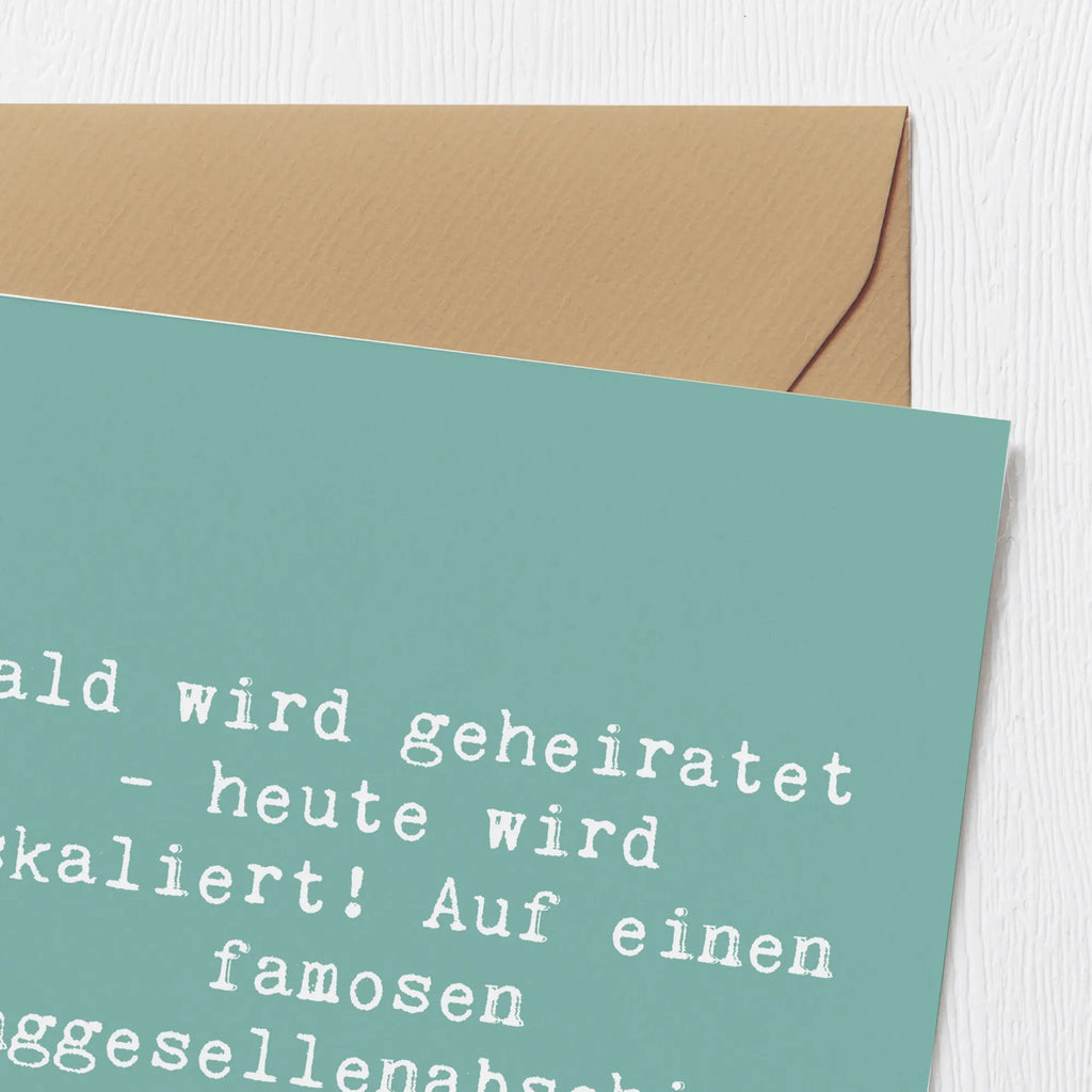 Deluxe Card Saying Bald wird geheiratet - heute wird eskaliert! Auf einen famosen Junggesellenabschied! Karte, Grußkarte, Klappkarte, Einladungskarte, Glückwunschkarte, Hochzeitskarte, Geburtstagskarte, Hochwertige Grußkarte, Hochwertige Klappkarte, Hochzeit, Hochzeitsgeschenk, Ehe, Hochzeitsfeier, Trauung, Trauungsgeschenk, Verlobungsfeier, Verlobungsgeschenk, Hochzeitsgeschenkideen, Hochzeitsgeschenke für Brautpaar