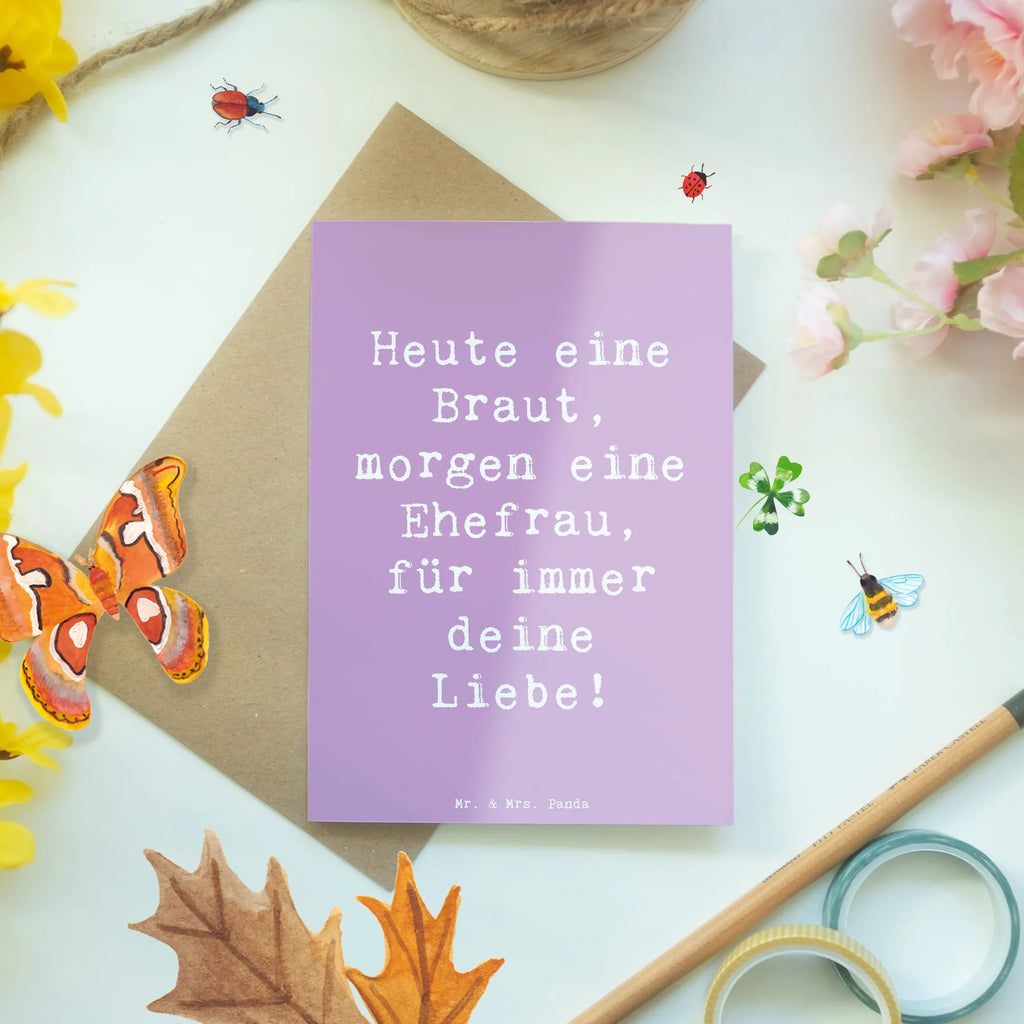 Greetings card Saying Heute eine Braut, morgen eine Ehefrau, für immer deine Liebe! Hochzeitskarte, Glückwunschkarte, Grußkarte, Karte, Geburtstagskarte, Ansichtskarten, Klappkarte, Einladungskarte, Hochzeit, Hochzeitsgeschenk, Ehe, Hochzeitsfeier, Trauung, Trauungsgeschenk, Verlobungsfeier, Verlobungsgeschenk, Hochzeitsgeschenkideen, Hochzeitsgeschenke für Brautpaar