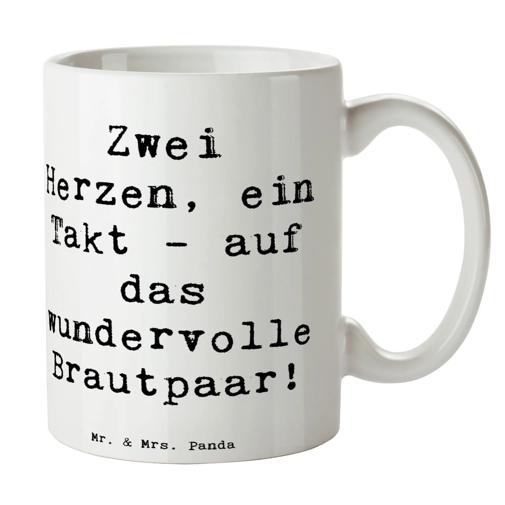 Mug Saying Zwei Herzen, ein Takt - auf das wundervolle Brautpaar! haferl, Motivtasse, Kaffeetasse, Bedruckte Tasse, Kaffeepott, statement tasse, tasse für büro, Keramikbecher, hochwertige tasse, Teepott, Tasse mit Spruch, Bürotasse, Kaffeebecher, Dekotasse, Mug, Tasse, kaffeetasse keramik, tasse für kaffee, Coffee Mug, kaffeetasse bedruckt, heißgetränkebecher, milchkaffeetasse, Trinktasse, Trinkbecher, Tasse mit Motiv, Designtasse, Bürobecher, Teebecher, design tasse, Geschenktasse, Pott, Keramiktasse, kaffeebecher bedruckt, Teetasse, Becher, Henkeltasse, Frühstücksbecher, Sprüchetasse, Kakaotasse, schöne tasse, kaffeebecher keramik, Henkelbecher, Frühstückstasse, Hochzeitsgeschenk, Hochzeit, Trauungsgeschenk, Hochzeitsgeschenke für Brautpaar, Hochzeitsgeschenkideen, Hochzeitsfeier, Verlobungsfeier, Hochzeitskarte, Verlobungsgeschenk, Trauung, Ehe