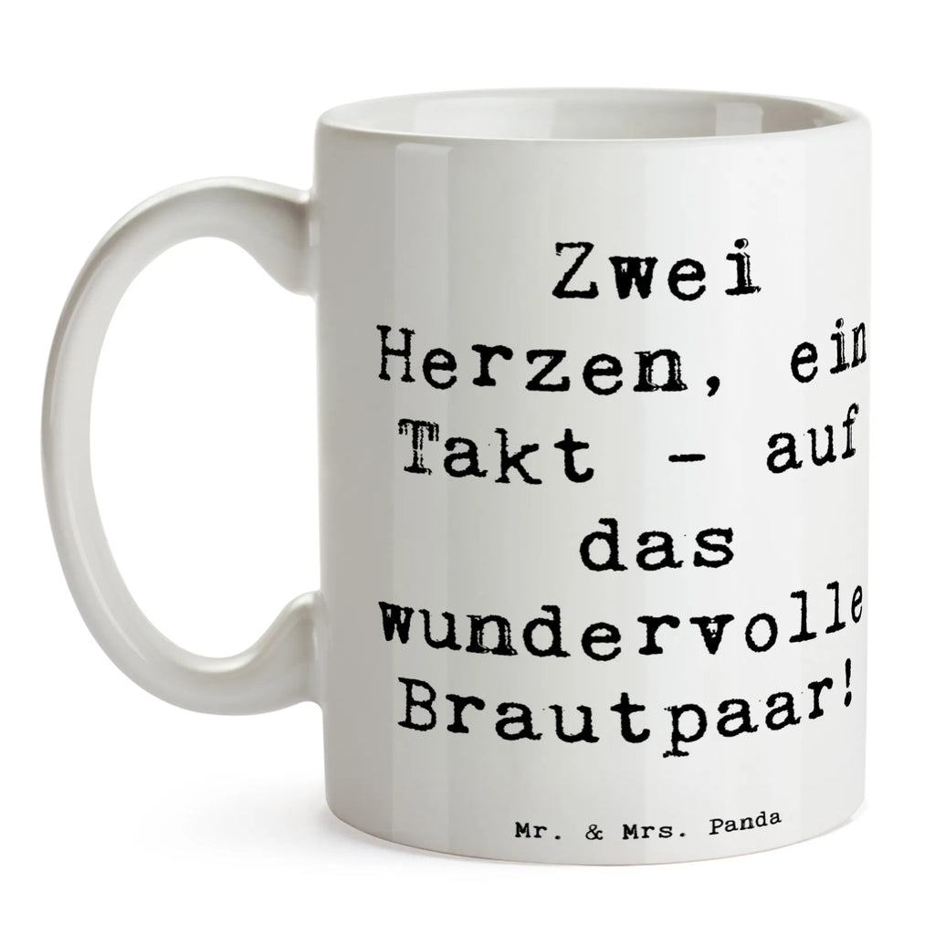 Mug Saying Zwei Herzen, ein Takt - auf das wundervolle Brautpaar! haferl, Motivtasse, Kaffeetasse, Bedruckte Tasse, Kaffeepott, statement tasse, tasse für büro, Keramikbecher, hochwertige tasse, Teepott, Tasse mit Spruch, Bürotasse, Kaffeebecher, Dekotasse, Mug, Tasse, kaffeetasse keramik, tasse für kaffee, Coffee Mug, kaffeetasse bedruckt, heißgetränkebecher, milchkaffeetasse, Trinktasse, Trinkbecher, Tasse mit Motiv, Designtasse, Bürobecher, Teebecher, design tasse, Geschenktasse, Pott, Keramiktasse, kaffeebecher bedruckt, Teetasse, Becher, Henkeltasse, Frühstücksbecher, Sprüchetasse, Kakaotasse, schöne tasse, kaffeebecher keramik, Henkelbecher, Frühstückstasse, Hochzeitsgeschenk, Hochzeit, Trauungsgeschenk, Hochzeitsgeschenke für Brautpaar, Hochzeitsgeschenkideen, Hochzeitsfeier, Verlobungsfeier, Hochzeitskarte, Verlobungsgeschenk, Trauung, Ehe
