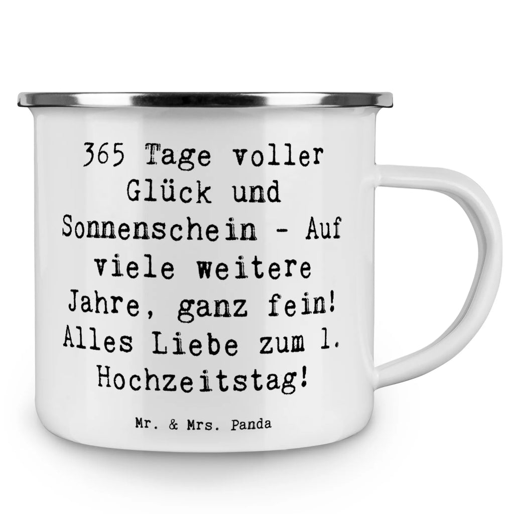 Enamel camping mug Saying 365 Tage voller Glück und Sonnenschein - Auf viele weitere Jahre, ganz fein! Alles Liebe zum 1. Hochzeitstag! Campingtassen, Outdoor Tasse, Blechtasse Outdoor, Campingtasse, Tasse Camping, Campingbecher, Outdoor Becher, Metalltasse, Metall Tasse, Emaille Trinkbecher, Emaille Becher Camping, Metalltasse für Camping, Emaille Campingbecher, Edelstahl Trinkbecher, Tasse Emaille, Camping Tassen Emaille, Camping Becher, Camping Becher Edelstahl, Emaille Tasse, Kaffee Blechtasse, Trinkbecher, Emaille Tasse Camping, Emailletasse, Blechtassen, Camping Tassen, Camping Tasse Metall, Emaille Becher, Camping Tasse Emaille, Emaille Tassen, Blechtasse, Hochzeit, Hochzeitsgeschenk, Ehe, Hochzeitsfeier, Trauung, Trauungsgeschenk, Hochzeitskarte, Verlobungsfeier, Verlobungsgeschenk, Hochzeitsgeschenkideen, Hochzeitsgeschenke für Brautpaar