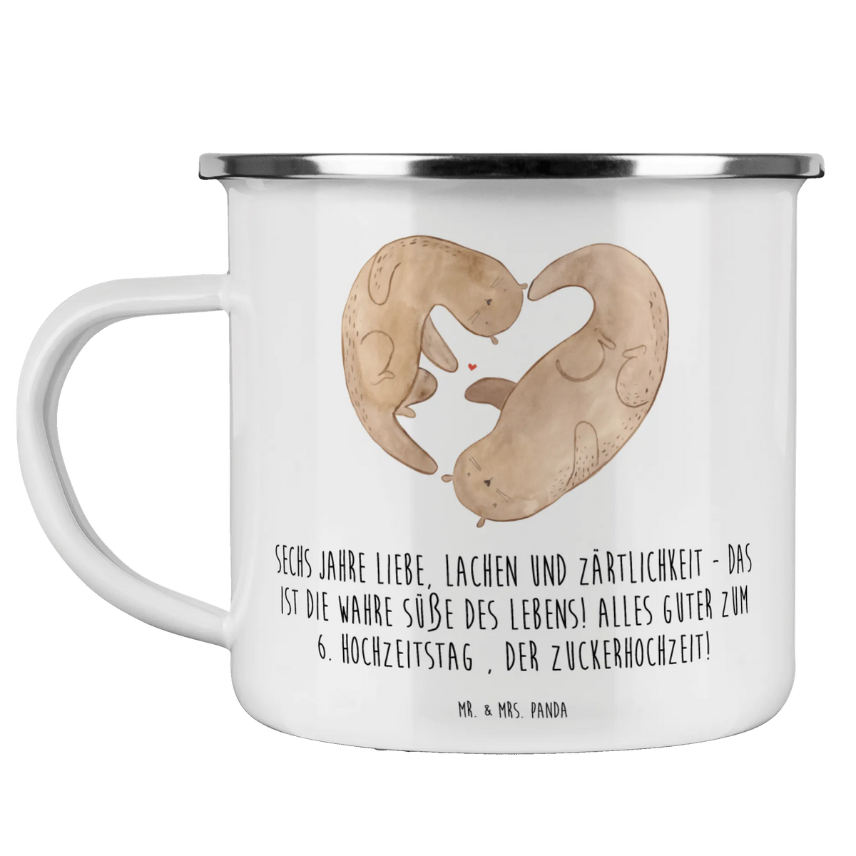 Camping Emaille Tasse 6. Hochzeitstag Zuckerhochzeit