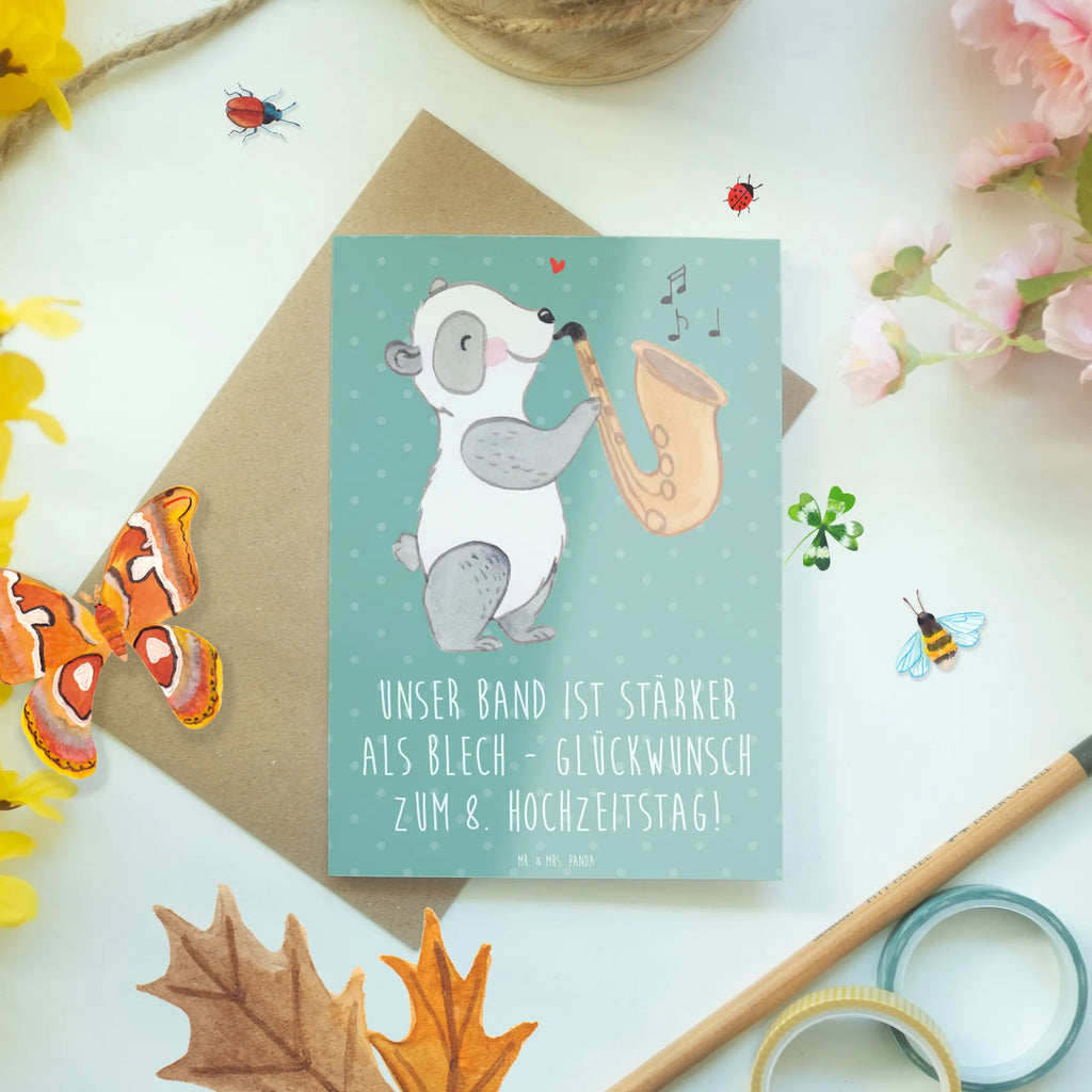 Greetings card Unser Band ist stärker als Blech - Glückwunsch zum 8. Hochzeitstag! Hochzeitskarte, Glückwunschkarte, Karte, Klappkarte, Grußkarte, Einladungskarte, Ansichtskarten, Geburtstagskarte, Hochzeit, Hochzeitsgeschenk, Ehe, Hochzeitsfeier, Trauung, Trauungsgeschenk, Verlobungsfeier, Verlobungsgeschenk, Hochzeitsgeschenkideen, Hochzeitsgeschenke für Brautpaar