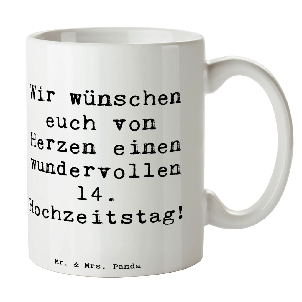 Mug Saying Wir wünschen euch von Herzen einen wundervollen 14. Hochzeitstag! Teetasse, Porzellantasse, Tasse, Geschenktasse, Keramiktasse, Bürotasse, Kaffeetasse, Tasse mit Zitaten, Tasse mit Motiven, Hochzeit, Hochzeitsgeschenk, Ehe, Hochzeitsfeier, Trauung, Trauungsgeschenk, Hochzeitskarte, Verlobungsfeier, Verlobungsgeschenk, Hochzeitsgeschenkideen, Hochzeitsgeschenke für Brautpaar