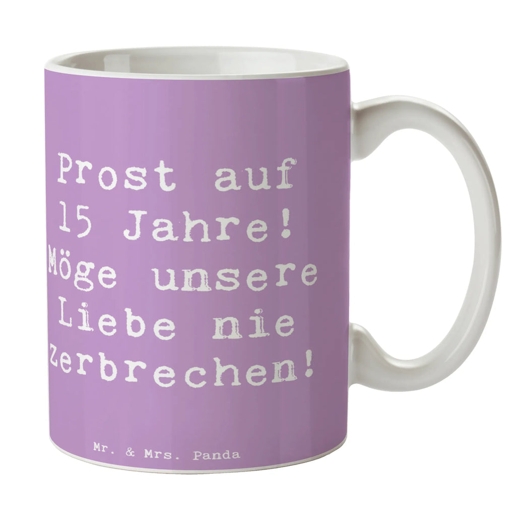 Mug Saying Prost auf 15 Jahre! Möge unsere Liebe nie zerbrechen! Teetasse, Tasse mit Zitaten, Geschenktasse, Tasse mit Motiven, Bürotasse, Tasse, Kaffeetasse, Porzellantasse, Keramiktasse, Hochzeit, Hochzeitsgeschenk, Ehe, Hochzeitsfeier, Trauung, Trauungsgeschenk, Hochzeitskarte, Verlobungsfeier, Verlobungsgeschenk, Hochzeitsgeschenkideen, Hochzeitsgeschenke für Brautpaar