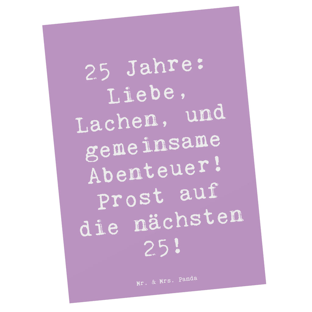 Postcard Saying 25 Jahre: Liebe, Lachen, und gemeinsame Abenteuer! Prost auf die nächsten 25! Grußkarte, Postkarte, spruchkarte, Ansichtskarte, Motivkarte, Kunstkarten, Fotokarte, Postkarten, Designkarte, bildkarte, kunstkarte, Ansichtskarten, einzelkarte, Hochzeitsgeschenke für Brautpaar, Hochzeitsgeschenkideen, Hochzeitsfeier, Verlobungsfeier, Verlobungsgeschenk, Hochzeitsgeschenk, Trauung, Ehe, Hochzeitskarte, Hochzeit, Trauungsgeschenk
