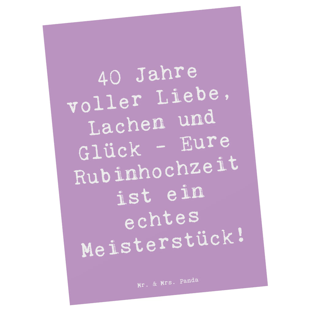 Postcard Saying 40 Jahre voller Liebe, Lachen und Glück - Eure Rubinhochzeit ist ein echtes Meisterstück! Postkarte, Karte, Geschenkkarte, Grußkarte, Einladung, Ansichtskarte, Geburtstagskarte, Einladungskarte, Dankeskarte, Ansichtskarten, Einladung Geburtstag, Einladungskarten Geburtstag, Hochzeit, Hochzeitsgeschenk, Ehe, Hochzeitsfeier, Trauung, Trauungsgeschenk, Hochzeitskarte, Verlobungsfeier, Verlobungsgeschenk, Hochzeitsgeschenkideen, Hochzeitsgeschenke für Brautpaar