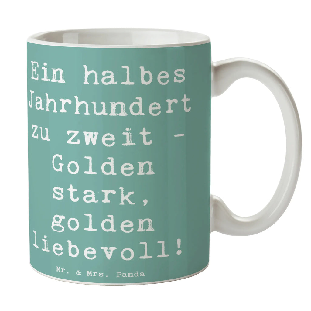 Mug Saying Ein halbes Jahrhundert zu zweit - Golden stark, golden liebevoll! Sprüchetasse, Mug, Frühstückstasse, heißgetränkebecher, haferl, schöne tasse, tasse für kaffee, Kaffeetasse, Dekotasse, Kaffeepott, Motivtasse, Bürobecher, Henkelbecher, kaffeebecher bedruckt, Bedruckte Tasse, Henkeltasse, Keramiktasse, Kakaotasse, Kaffeebecher, tasse für büro, Coffee Mug, Tasse, Designtasse, Bürotasse, milchkaffeetasse, statement tasse, Geschenktasse, design tasse, kaffeebecher keramik, Tasse mit Motiv, Trinkbecher, Tasse mit Spruch, Frühstücksbecher, hochwertige tasse, Teetasse, Teebecher, Pott, Teepott, kaffeetasse keramik, kaffeetasse bedruckt, Becher, Keramikbecher, Trinktasse, Hochzeitsgeschenk, Hochzeit, Trauungsgeschenk, Hochzeitsgeschenke für Brautpaar, Hochzeitsgeschenkideen, Hochzeitsfeier, Verlobungsfeier, Hochzeitskarte, Verlobungsgeschenk, Trauung, Ehe