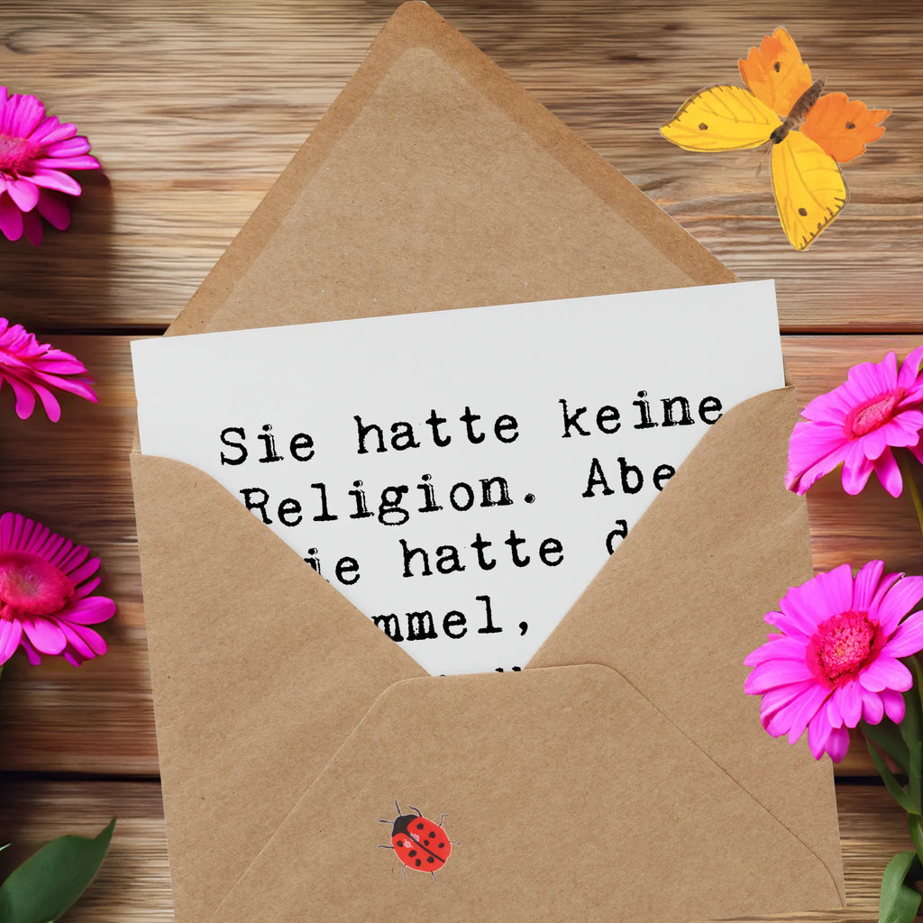 Deluxe Card Saying Sie hatte keine Religion. Aber sie hatte den Himmel, die Sterne und den Glauben an sich selbst. Karte, Hochwertige Grußkarte, Klappkarte, Grußkarte, Hochwertige Klappkarte, Glückwunschkarte, Hochzeitskarte, Einladungskarte, Geburtstagskarte