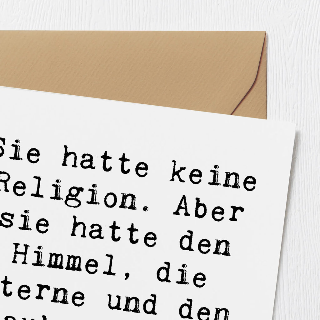 Deluxe Card Saying Sie hatte keine Religion. Aber sie hatte den Himmel, die Sterne und den Glauben an sich selbst. Karte, Hochwertige Grußkarte, Klappkarte, Grußkarte, Hochwertige Klappkarte, Glückwunschkarte, Hochzeitskarte, Einladungskarte, Geburtstagskarte