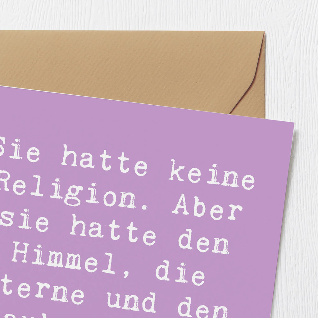 Deluxe Card Saying Sie hatte keine Religion. Aber sie hatte den Himmel, die Sterne und den Glauben an sich selbst. Karte, Hochwertige Grußkarte, Klappkarte, Grußkarte, Hochwertige Klappkarte, Glückwunschkarte, Hochzeitskarte, Einladungskarte, Geburtstagskarte