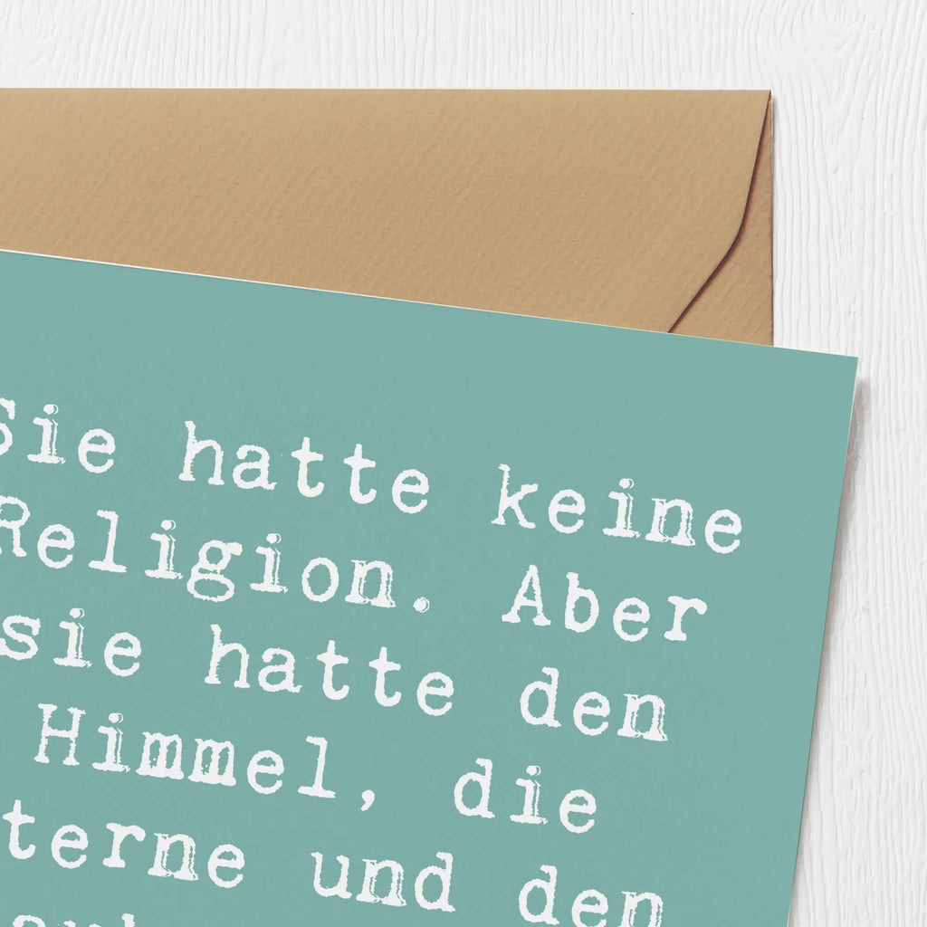 Deluxe Card Saying Sie hatte keine Religion. Aber sie hatte den Himmel, die Sterne und den Glauben an sich selbst. Karte, Hochwertige Grußkarte, Klappkarte, Grußkarte, Hochwertige Klappkarte, Glückwunschkarte, Hochzeitskarte, Einladungskarte, Geburtstagskarte