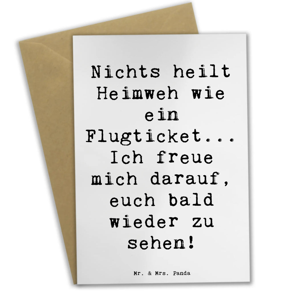 Greetings card Saying Nichts heilt Heimweh wie ein Flugticket... Ich freue mich darauf, euch bald wieder zu sehen! Ansichtskarten, Glückwunschkarte, Einladungskarte, Hochzeitskarte, Klappkarte, Grußkarte, Geburtstagskarte, Karte