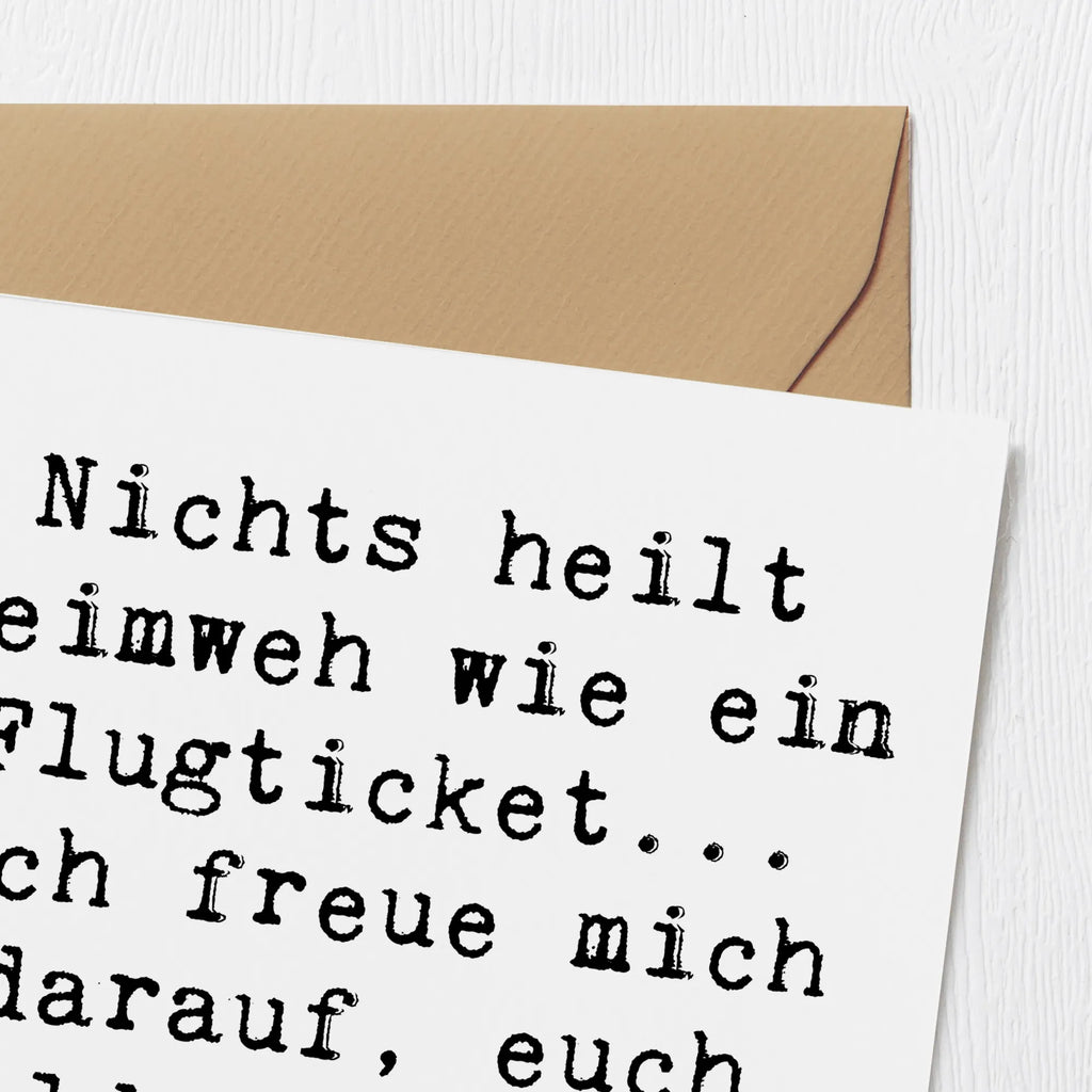 Deluxe Card Saying Nichts heilt Heimweh wie ein Flugticket... Ich freue mich darauf, euch bald wieder zu sehen! Hochzeitskarte, Hochwertige Grußkarte, Einladungskarte, Geburtstagskarte, Grußkarte, Klappkarte, Glückwunschkarte, Karte, Hochwertige Klappkarte