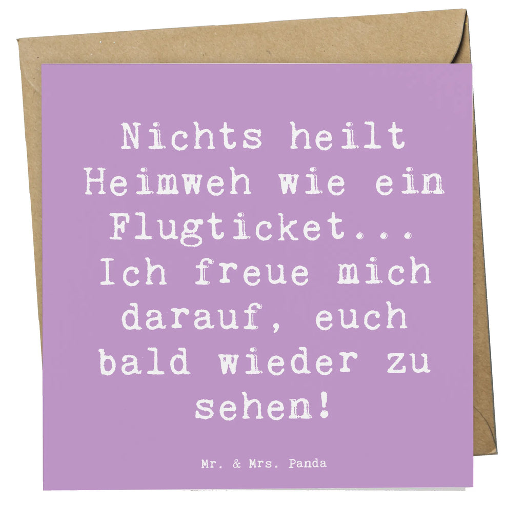 Deluxe Card Saying Nichts heilt Heimweh wie ein Flugticket... Ich freue mich darauf, euch bald wieder zu sehen! Hochzeitskarte, Hochwertige Grußkarte, Einladungskarte, Geburtstagskarte, Grußkarte, Klappkarte, Glückwunschkarte, Karte, Hochwertige Klappkarte