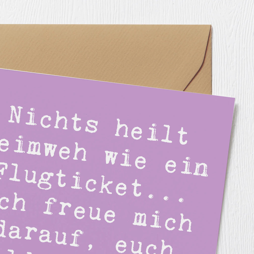 Deluxe Card Saying Nichts heilt Heimweh wie ein Flugticket... Ich freue mich darauf, euch bald wieder zu sehen! Hochzeitskarte, Hochwertige Grußkarte, Einladungskarte, Geburtstagskarte, Grußkarte, Klappkarte, Glückwunschkarte, Karte, Hochwertige Klappkarte