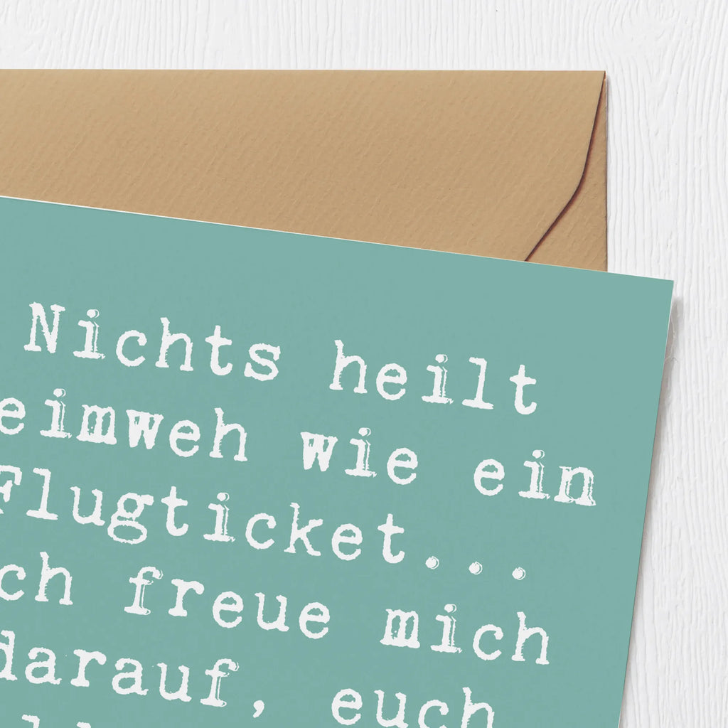 Deluxe Card Saying Nichts heilt Heimweh wie ein Flugticket... Ich freue mich darauf, euch bald wieder zu sehen! Hochzeitskarte, Hochwertige Grußkarte, Einladungskarte, Geburtstagskarte, Grußkarte, Klappkarte, Glückwunschkarte, Karte, Hochwertige Klappkarte