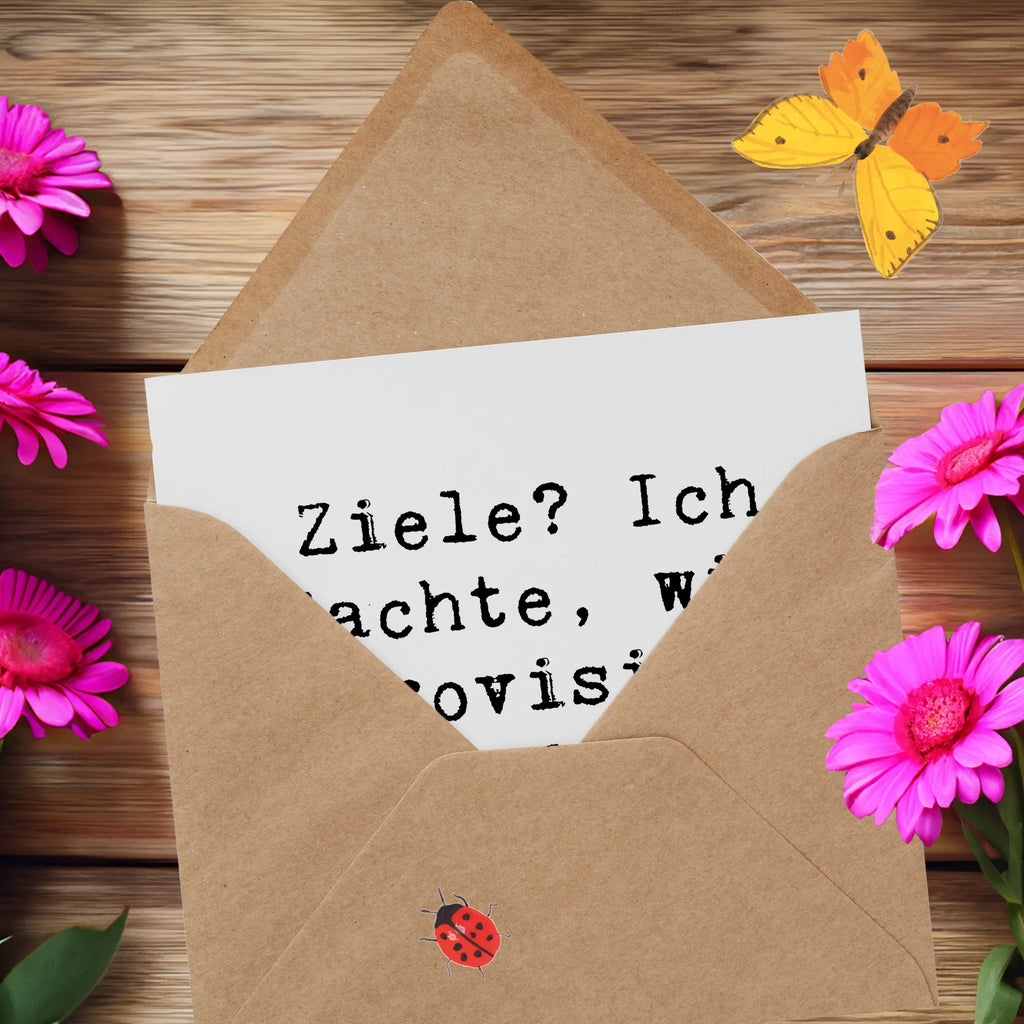 Deluxe Karte Spruch Lebensziele Improvisation Hochwertige Klappkarte, Karte, Hochzeitskarte, Einladungskarte, Hochwertige Grußkarte, Klappkarte, Geburtstagskarte, Glückwunschkarte, Grußkarte