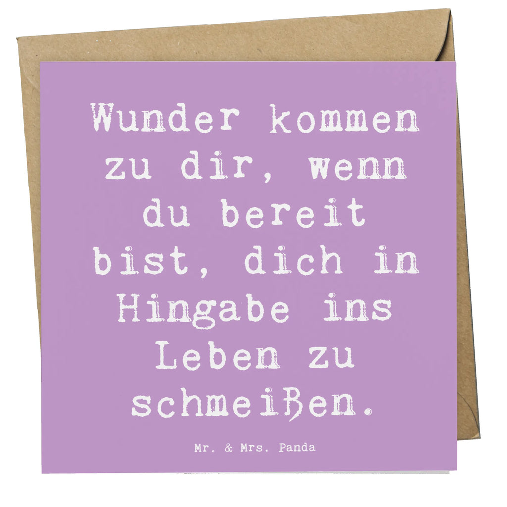 Deluxe Card Saying Wunder kommen zu dir, wenn du bereit bist, dich in Hingabe ins Leben zu schmeißen. Grußkarte, Hochwertige Grußkarte, Geburtstagskarte, Karte, Hochwertige Klappkarte, Klappkarte, Glückwunschkarte, Hochzeitskarte, Einladungskarte