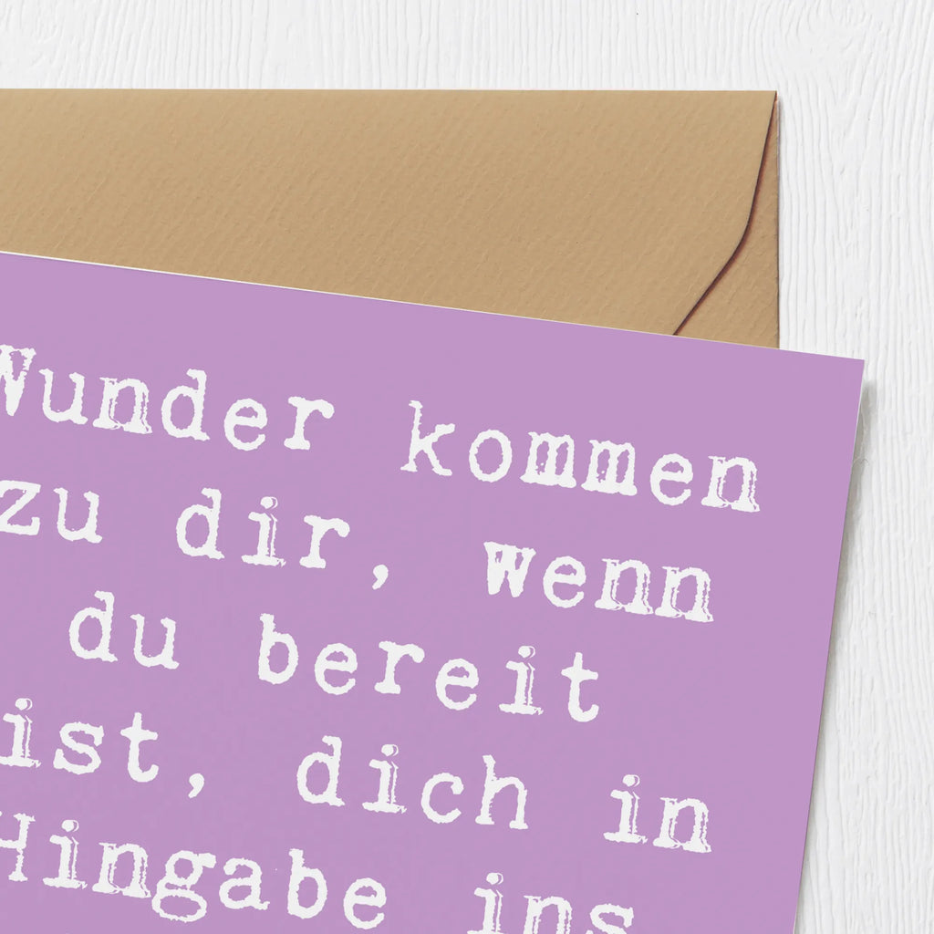 Deluxe Card Saying Wunder kommen zu dir, wenn du bereit bist, dich in Hingabe ins Leben zu schmeißen. Grußkarte, Hochwertige Grußkarte, Geburtstagskarte, Karte, Hochwertige Klappkarte, Klappkarte, Glückwunschkarte, Hochzeitskarte, Einladungskarte