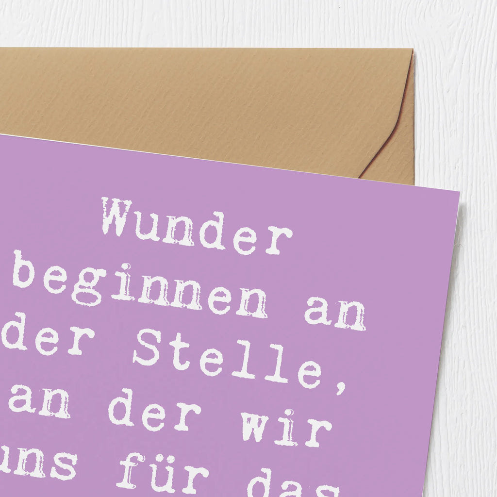 Deluxe Card Saying Wunder beginnen an der Stelle, an der wir uns für das Unmögliche öffnen. Grußkarte, Glückwunschkarte, Hochwertige Klappkarte, Geburtstagskarte, Hochzeitskarte, Hochwertige Grußkarte, Karte, Klappkarte, Einladungskarte