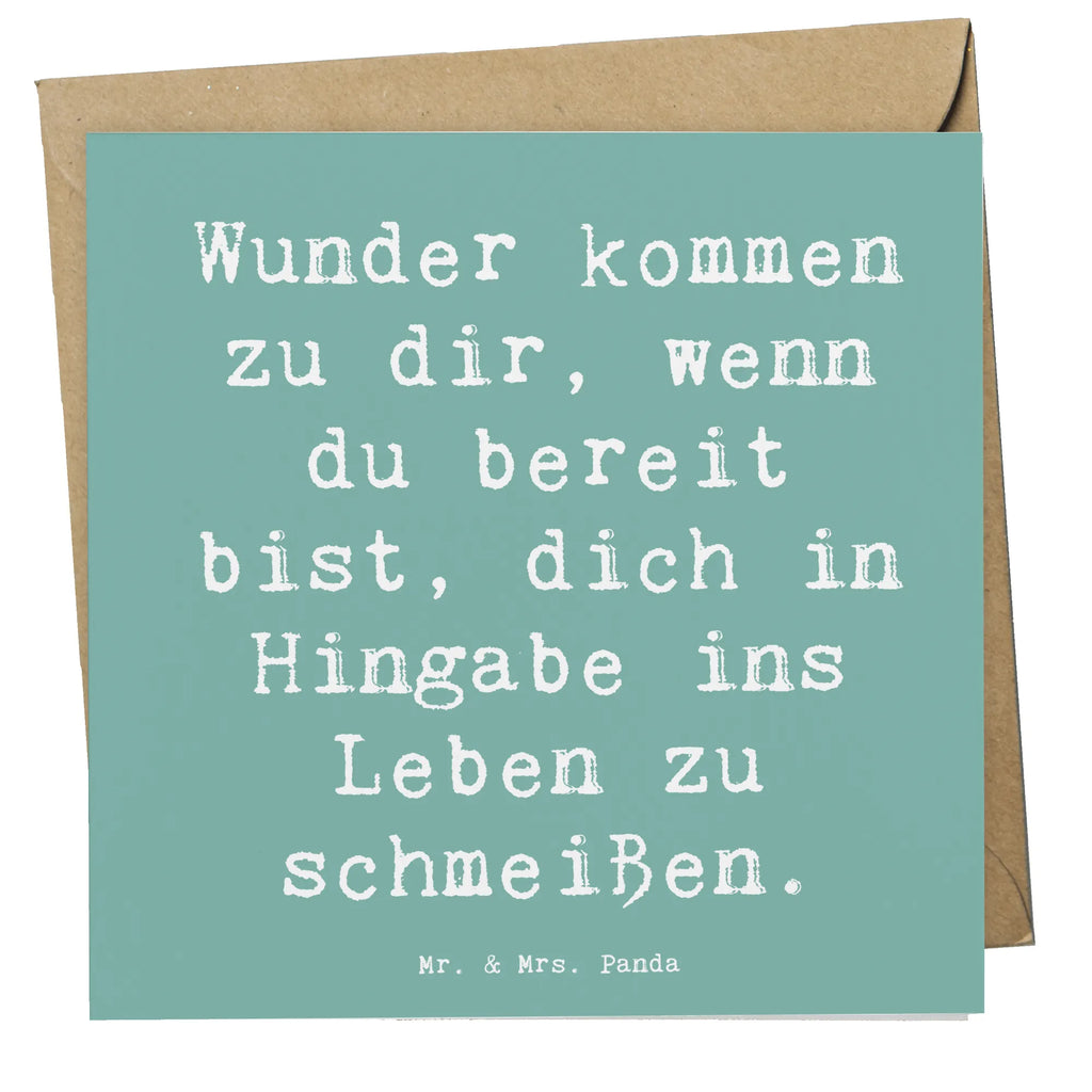 Deluxe Card Saying Wunder kommen zu dir, wenn du bereit bist, dich in Hingabe ins Leben zu schmeißen. Grußkarte, Hochwertige Grußkarte, Geburtstagskarte, Karte, Hochwertige Klappkarte, Klappkarte, Glückwunschkarte, Hochzeitskarte, Einladungskarte