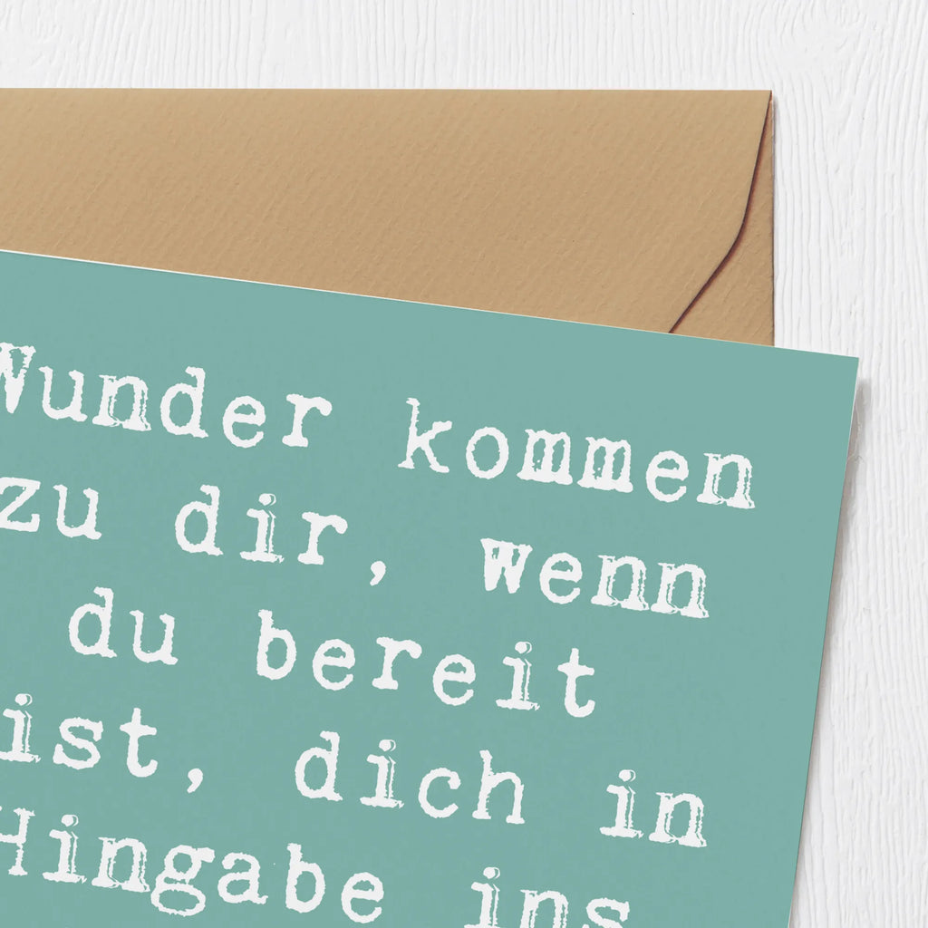 Deluxe Card Saying Wunder kommen zu dir, wenn du bereit bist, dich in Hingabe ins Leben zu schmeißen. Grußkarte, Hochwertige Grußkarte, Geburtstagskarte, Karte, Hochwertige Klappkarte, Klappkarte, Glückwunschkarte, Hochzeitskarte, Einladungskarte