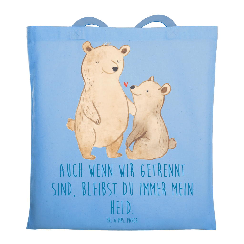 Tote bag Auch wenn wir getrennt sind, bleibst du immer mein Held. Tasche, Beuteltasche, Beutel, Einkaufstüte, Stofftasche, Stoffbeutel, Badetasche, Jutebeutel, Einkaufstasche, Schultertasche, Tragetasche, Jutetasche, Strandtasche, Umhängetasche, Shopper, Laptoptasche