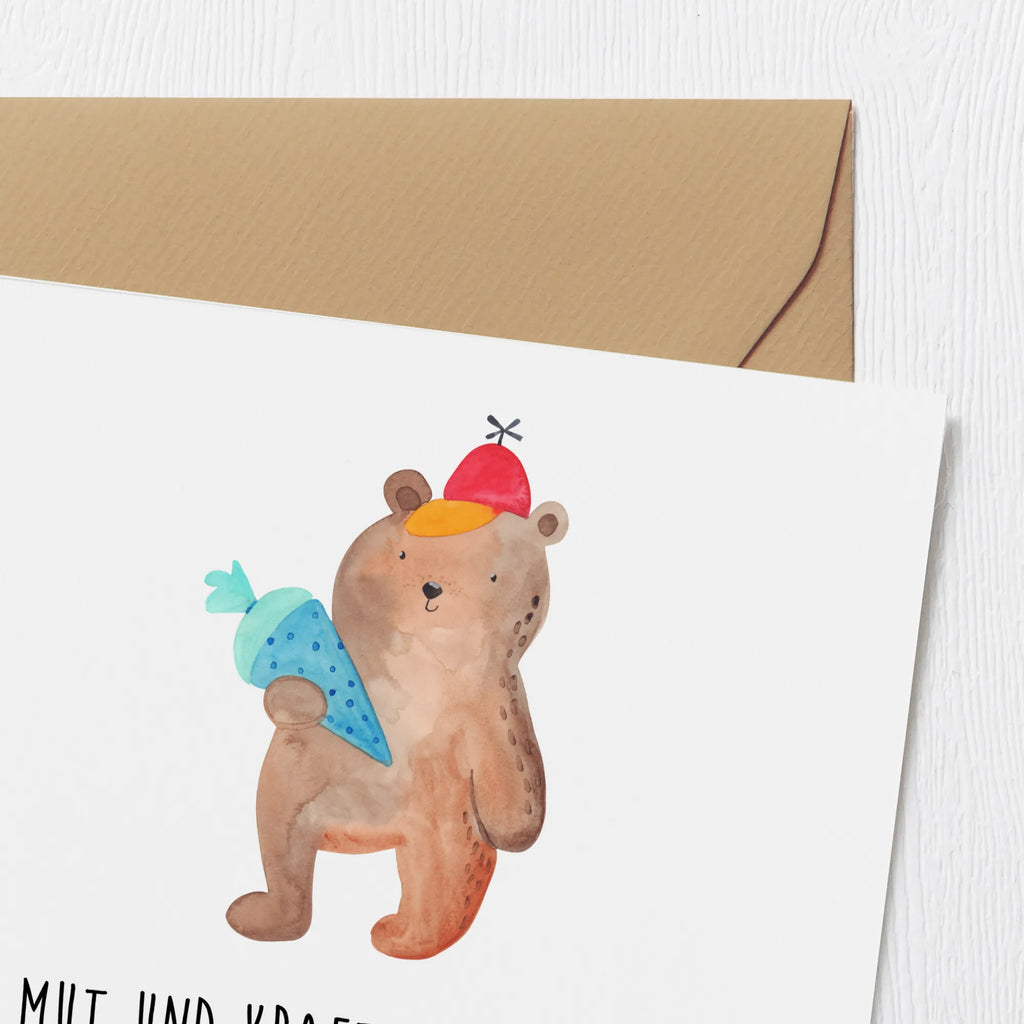 Deluxe Card Mit Mut und Kraft ins Schuljahr starten, Erfolge feiern und Freundschaft erwarten. Geburtstagskarte, Hochzeitskarte, Glückwunschkarte, Karte, Grußkarte, Klappkarte, Hochwertige Grußkarte, Hochwertige Klappkarte, Einladungskarte