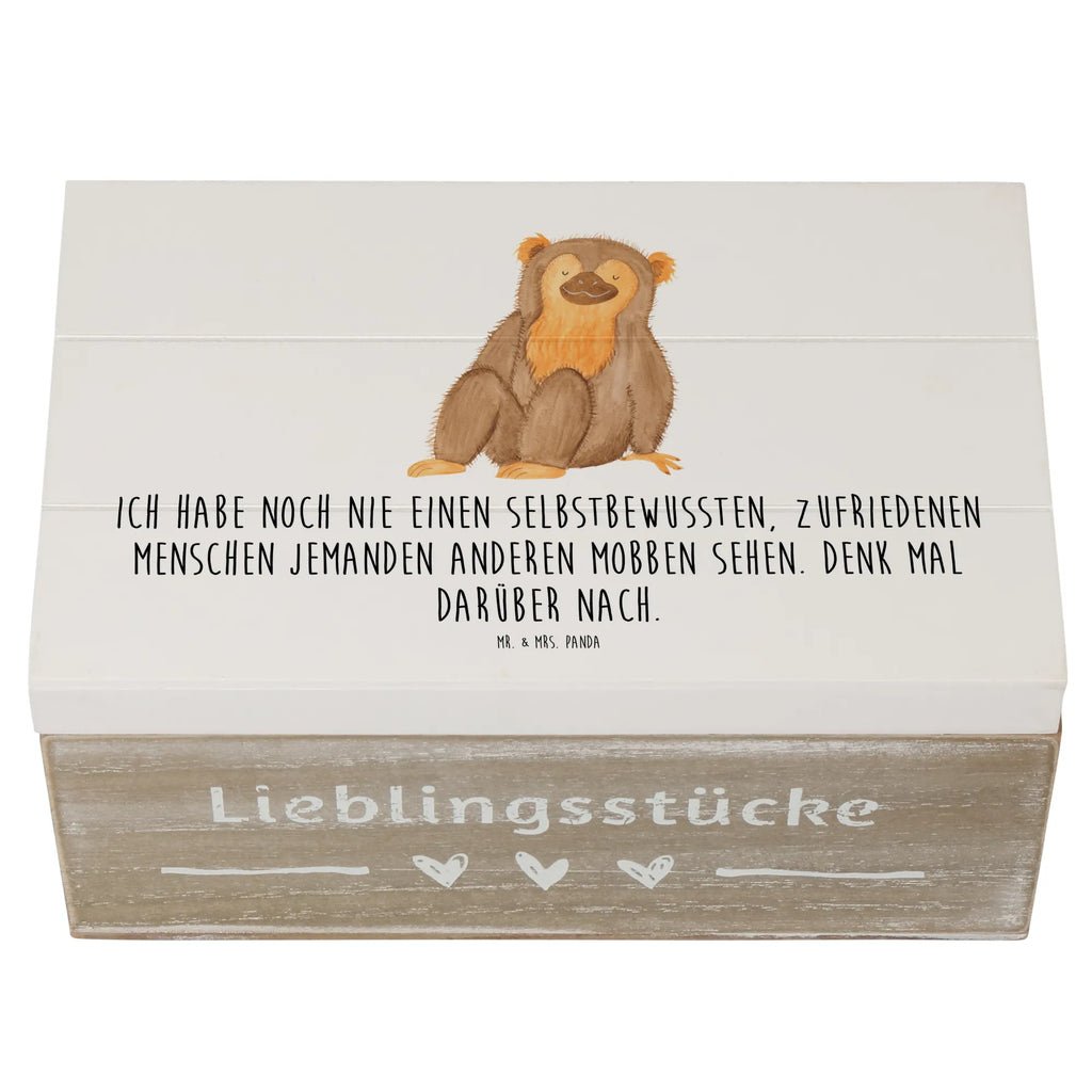 Wooden chest Ich habe noch nie einen selbstbewussten, zufriedenen Menschen jemanden anderen mobben sehen. Denk mal darüber nach. Geschenkdose, Erinnerungskiste, Aufbewahrungsbox, Dekokiste, Schatulle, Truhe, Erinnerungsbox, XXL, Holzkiste, Kiste, Schatzkiste, Geschenkbox