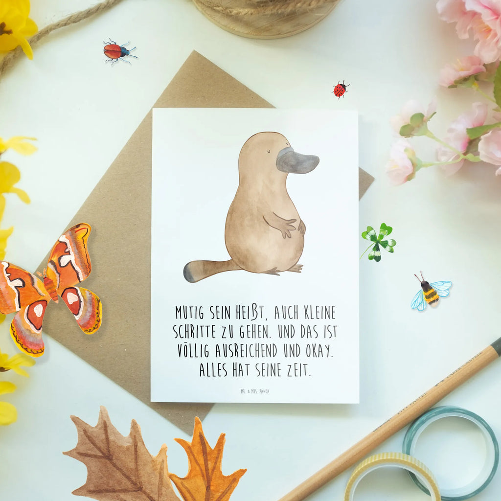 Greetings card Mutig sein heißt, auch kleine Schritte zu gehen. Und das ist völlig ausreichend und okay. Alles hat seine Zeit. Einladungskarte, Glückwunschkarte, Karte, Hochzeitskarte, Klappkarte, Grußkarte, Geburtstagskarte, Ansichtskarten