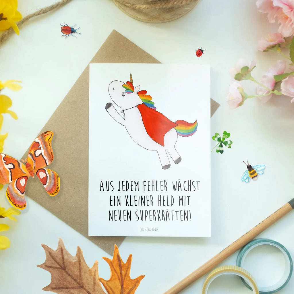 Greetings card Aus jedem Fehler wächst ein kleiner Held mit neuen Superkräften! Ansichtskarten, Klappkarte, Grußkarte, Karte, Einladungskarte, Geburtstagskarte, Glückwunschkarte, Hochzeitskarte