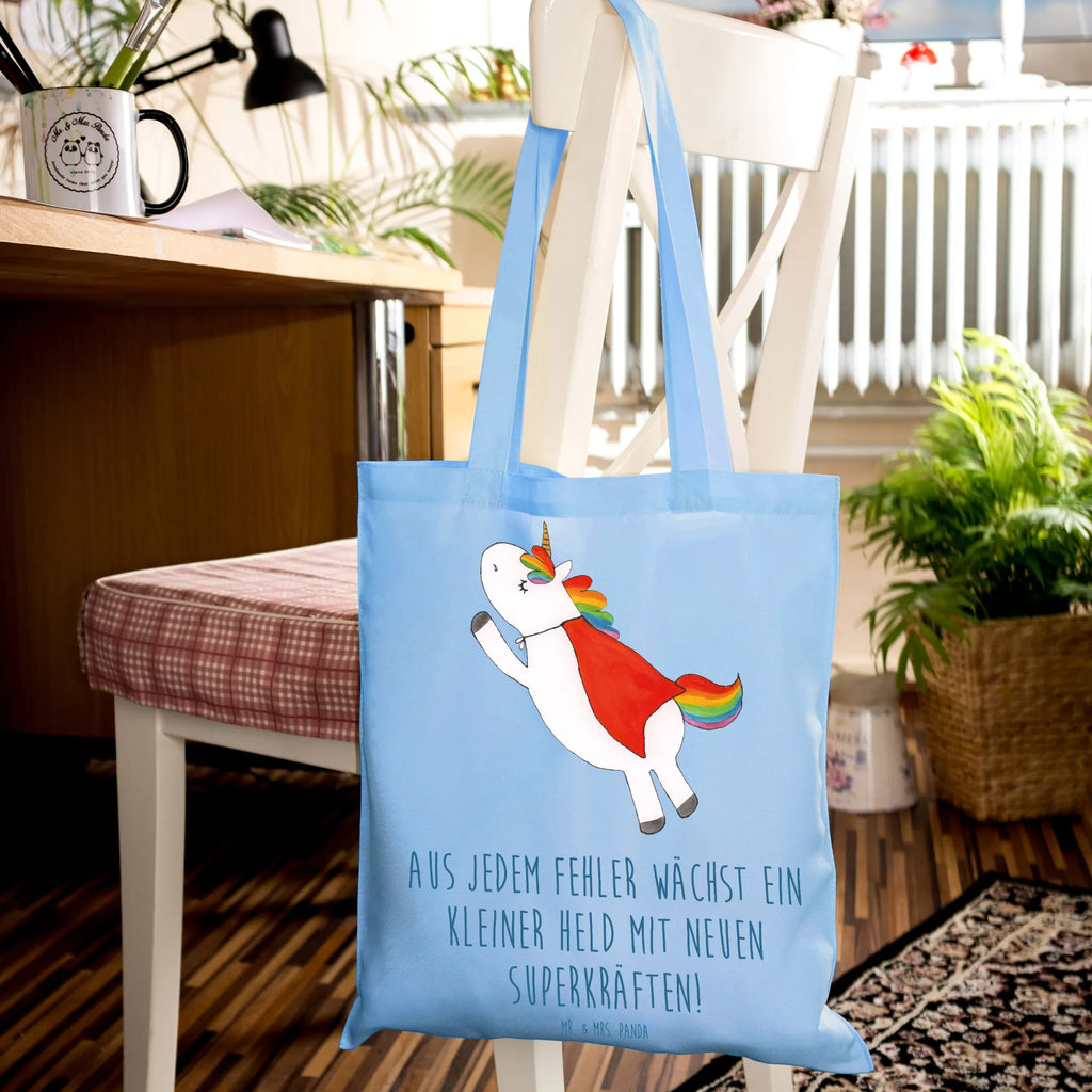 Tote bag Aus jedem Fehler wächst ein kleiner Held mit neuen Superkräften! Stofftasche, Einkaufstüte, Tasche, Strandtasche, Einkaufstasche, Beuteltasche, Schultertasche, Laptoptasche, Shopper, Stoffbeutel, Beutel, Tragetasche, Jutetasche, Badetasche, Jutebeutel, Umhängetasche