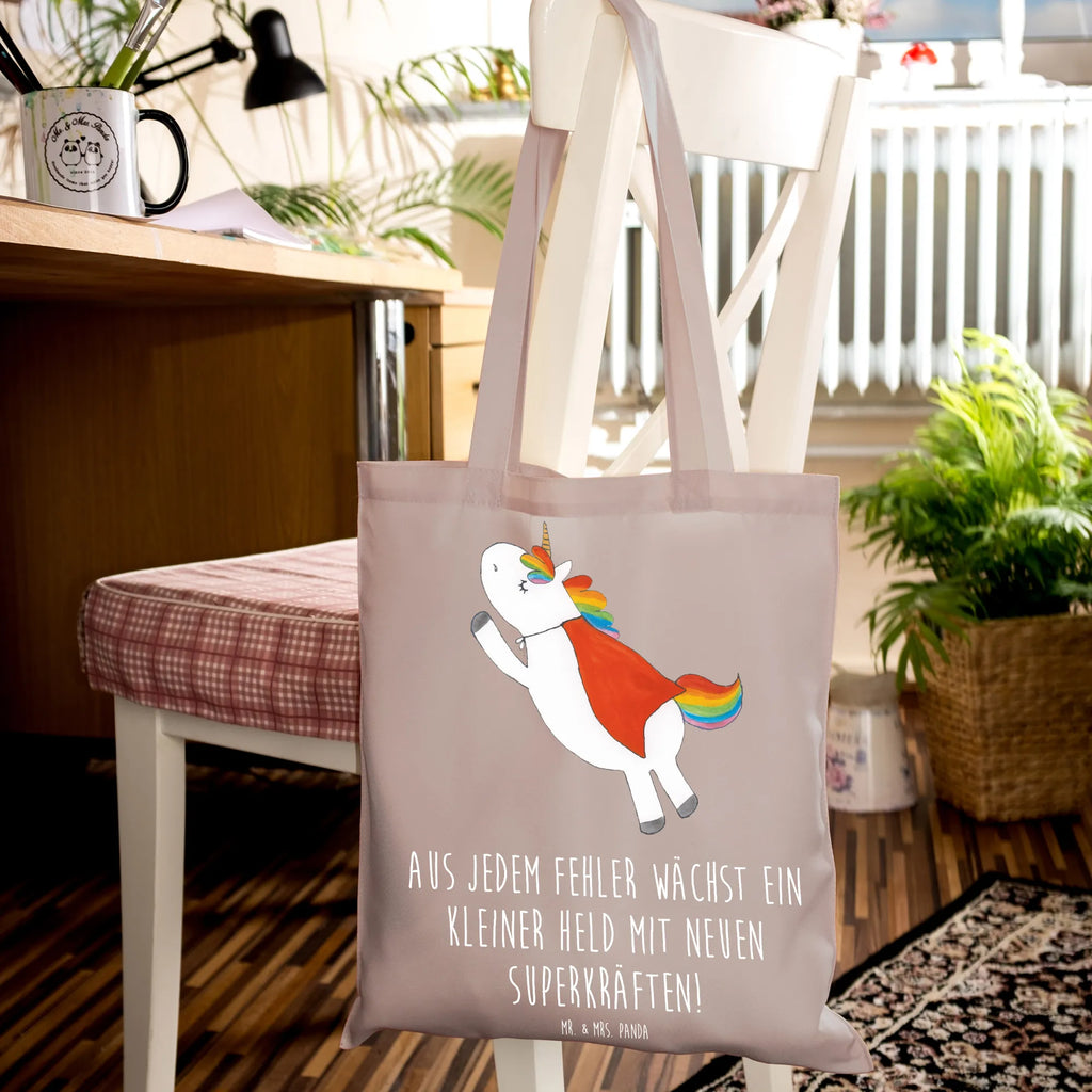 Tote bag Aus jedem Fehler wächst ein kleiner Held mit neuen Superkräften! Stofftasche, Einkaufstüte, Tasche, Strandtasche, Einkaufstasche, Beuteltasche, Schultertasche, Laptoptasche, Shopper, Stoffbeutel, Beutel, Tragetasche, Jutetasche, Badetasche, Jutebeutel, Umhängetasche