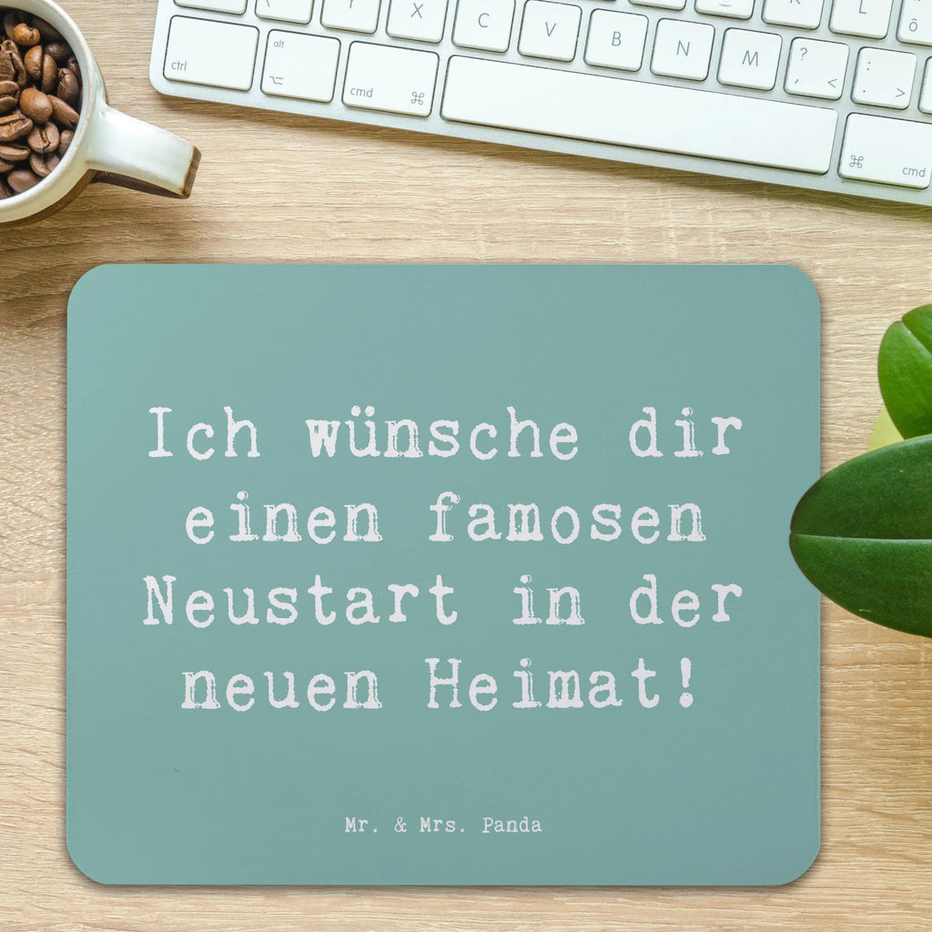 Mouse mat Saying Ich wünsche dir einen famosen Neustart in der neuen Heimat! Büroausstattung, Designer Mauspad, PC Zubehör, Mousepad, Arbeitszimmer, Einzigartiges Mauspad, Computer zubehör, Mauspad Büro, Mauspad, Mausunterlage