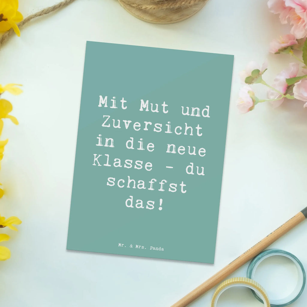Postcard Saying Mit Mut und Zuversicht in die neue Klasse - du schaffst das! Postkarte, Einladungskarten Geburtstag, Ansichtskarten, Ansichtskarte, Geschenkkarte, Einladungskarte, Karte, Einladung, Grußkarte, Geburtstagskarte, Einladung Geburtstag, Dankeskarte