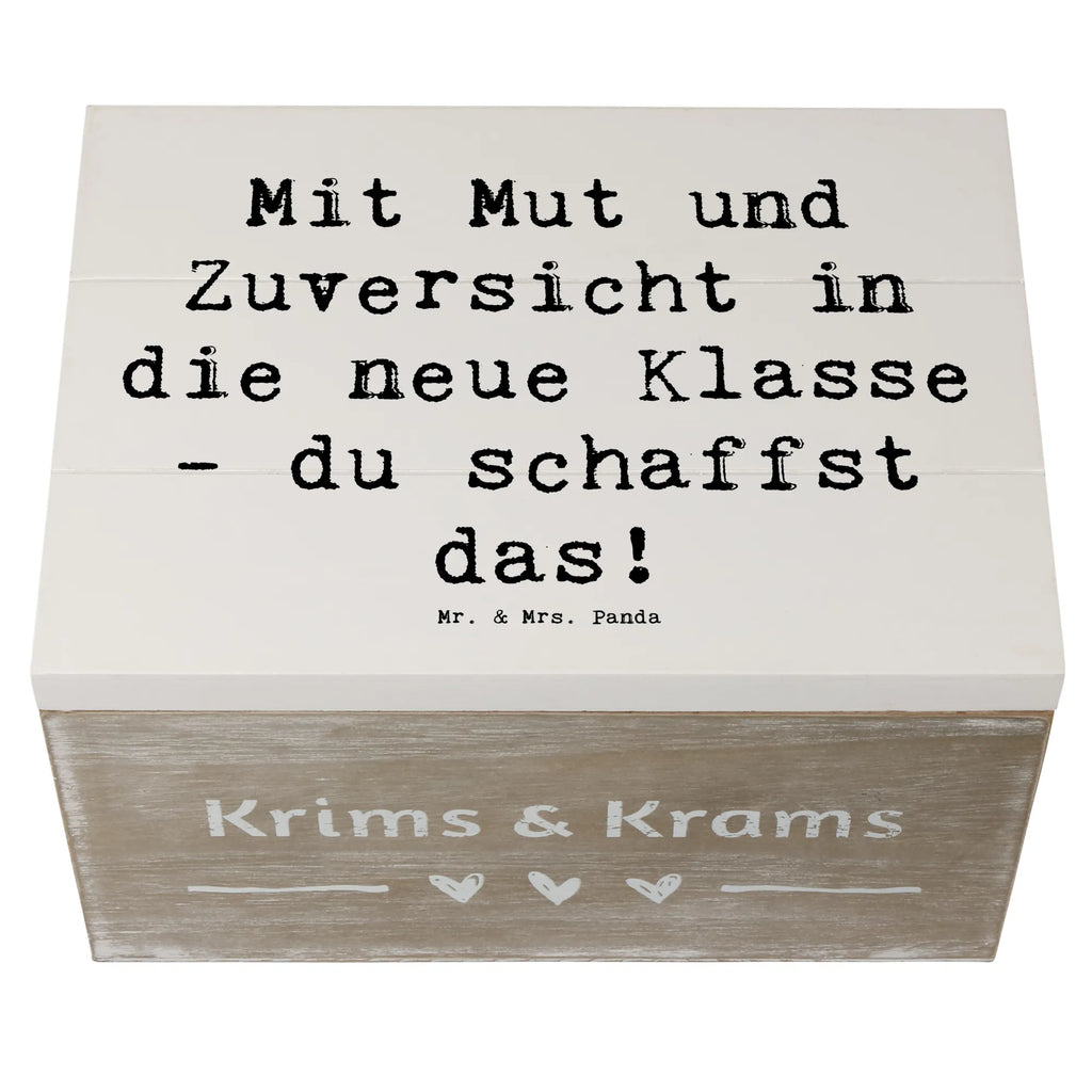Wooden chest Saying Mit Mut und Zuversicht in die neue Klasse - du schaffst das! XXL, Schatzkiste, Schatulle, Truhe, Erinnerungsbox, Holzkiste, Geschenkbox, Erinnerungskiste, Aufbewahrungsbox, Geschenkdose, Kiste, Dekokiste