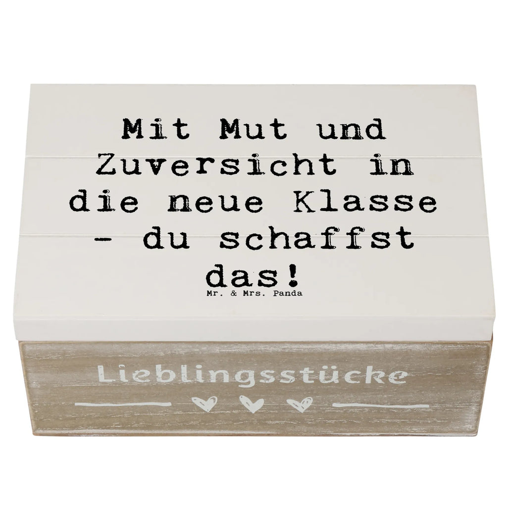 Wooden chest Saying Mit Mut und Zuversicht in die neue Klasse - du schaffst das! XXL, Schatzkiste, Schatulle, Truhe, Erinnerungsbox, Holzkiste, Geschenkbox, Erinnerungskiste, Aufbewahrungsbox, Geschenkdose, Kiste, Dekokiste