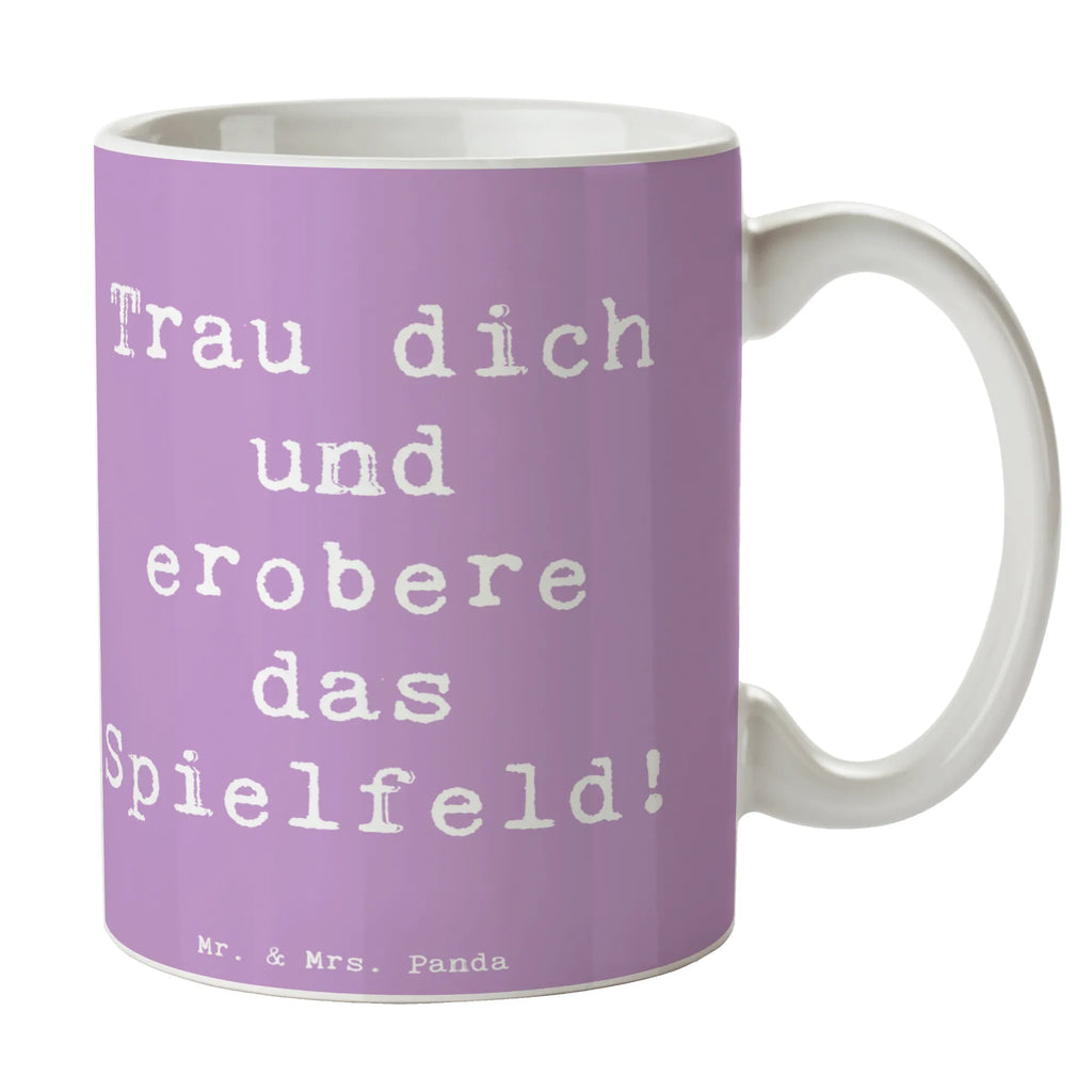 Mug Saying Trau dich und erobere das Spielfeld! Porzellantasse, Geschenktasse, Tasse mit Motiven, Tasse mit Zitaten, Teetasse, Tasse, Keramiktasse, Kaffeetasse, Bürotasse