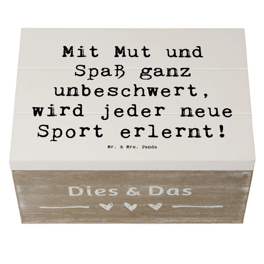 Wooden chest Saying Mit Mut und Spaß ganz unbeschwert, wird jeder neue Sport erlernt! Aufbewahrungsbox, Truhe, Geschenkbox, Holzkiste, Erinnerungsbox, XXL, Dekokiste, Erinnerungskiste, Kiste, Schatzkiste, Schatulle, Geschenkdose
