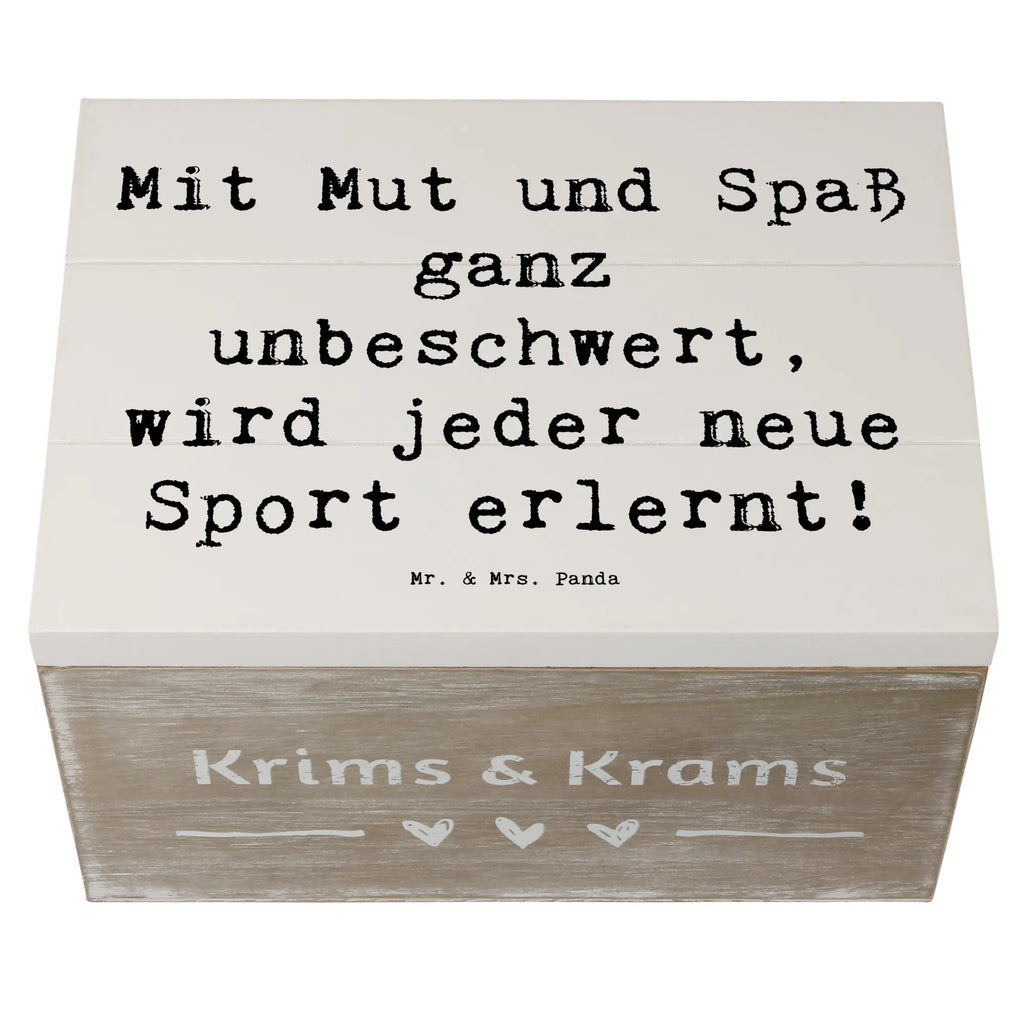Wooden chest Saying Mit Mut und Spaß ganz unbeschwert, wird jeder neue Sport erlernt! Aufbewahrungsbox, Truhe, Geschenkbox, Holzkiste, Erinnerungsbox, XXL, Dekokiste, Erinnerungskiste, Kiste, Schatzkiste, Schatulle, Geschenkdose