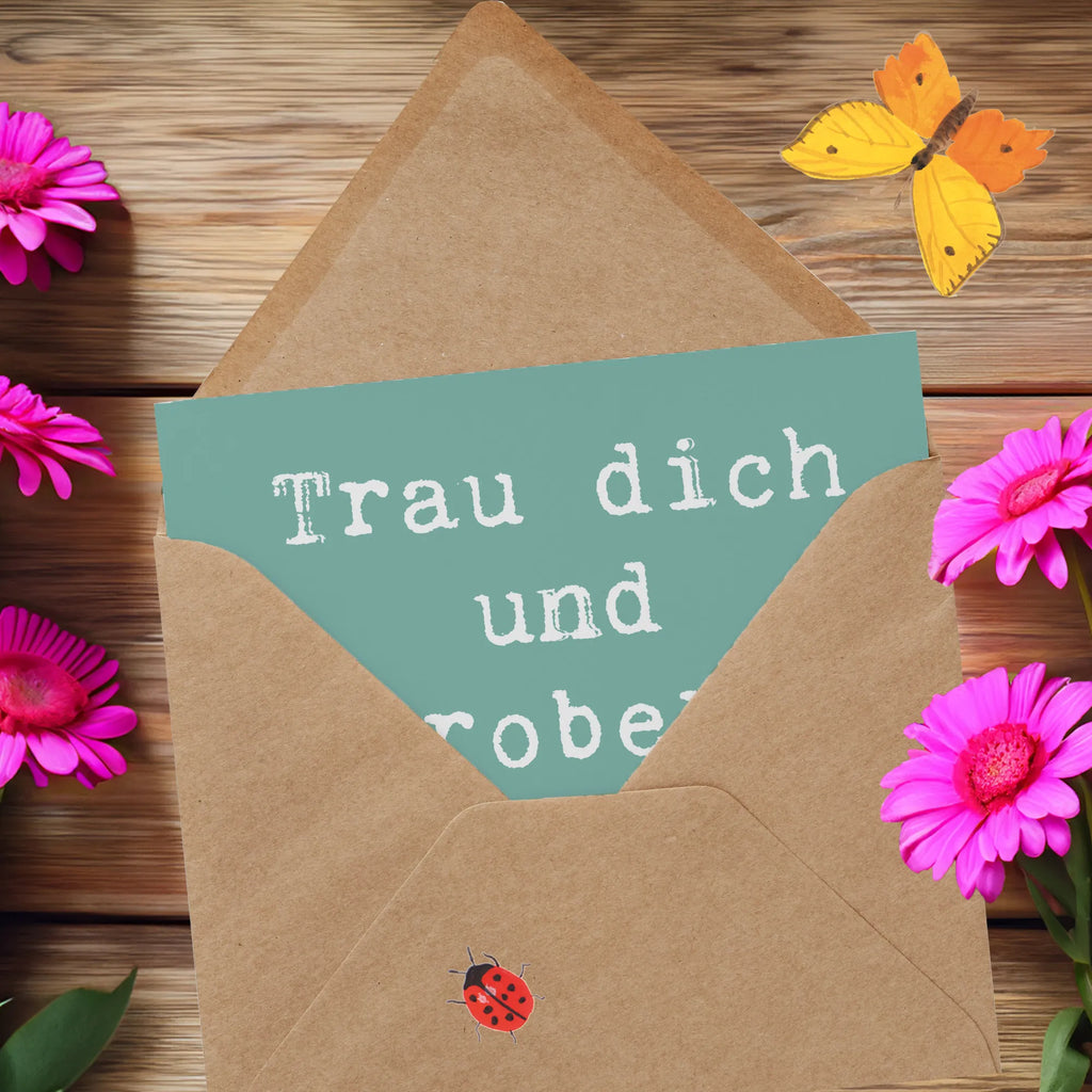 Deluxe Card Saying Trau dich und erobere das Spielfeld! Hochzeitskarte, Hochwertige Klappkarte, Klappkarte, Einladungskarte, Geburtstagskarte, Karte, Hochwertige Grußkarte, Grußkarte, Glückwunschkarte