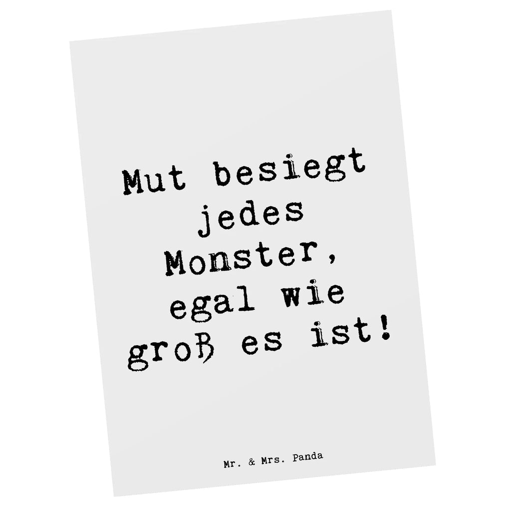 Postcard Saying Mut besiegt jedes Monster, egal wie groß es ist! Postkarte, Karte, Grußkarte, Geschenkkarte, Ansichtskarten, Einladung Geburtstag, Einladungskarte, Dankeskarte, Geburtstagskarte, Ansichtskarte, Einladungskarten Geburtstag, Einladung