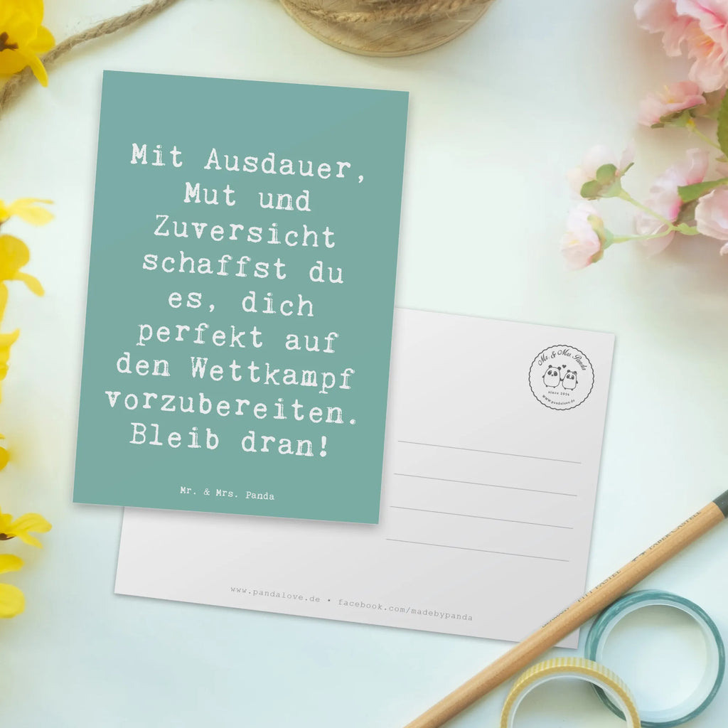 Postcard Saying Mit Ausdauer, Mut und Zuversicht schaffst du es, dich perfekt auf den Wettkampf vorzubereiten. Bleib dran! Ansichtskarten, Postkarte, Grußkarte, Geburtstagskarte, Dankeskarte, Einladungskarte, Karte, Einladungskarten Geburtstag, Ansichtskarte, Einladung Geburtstag, Geschenkkarte, Einladung