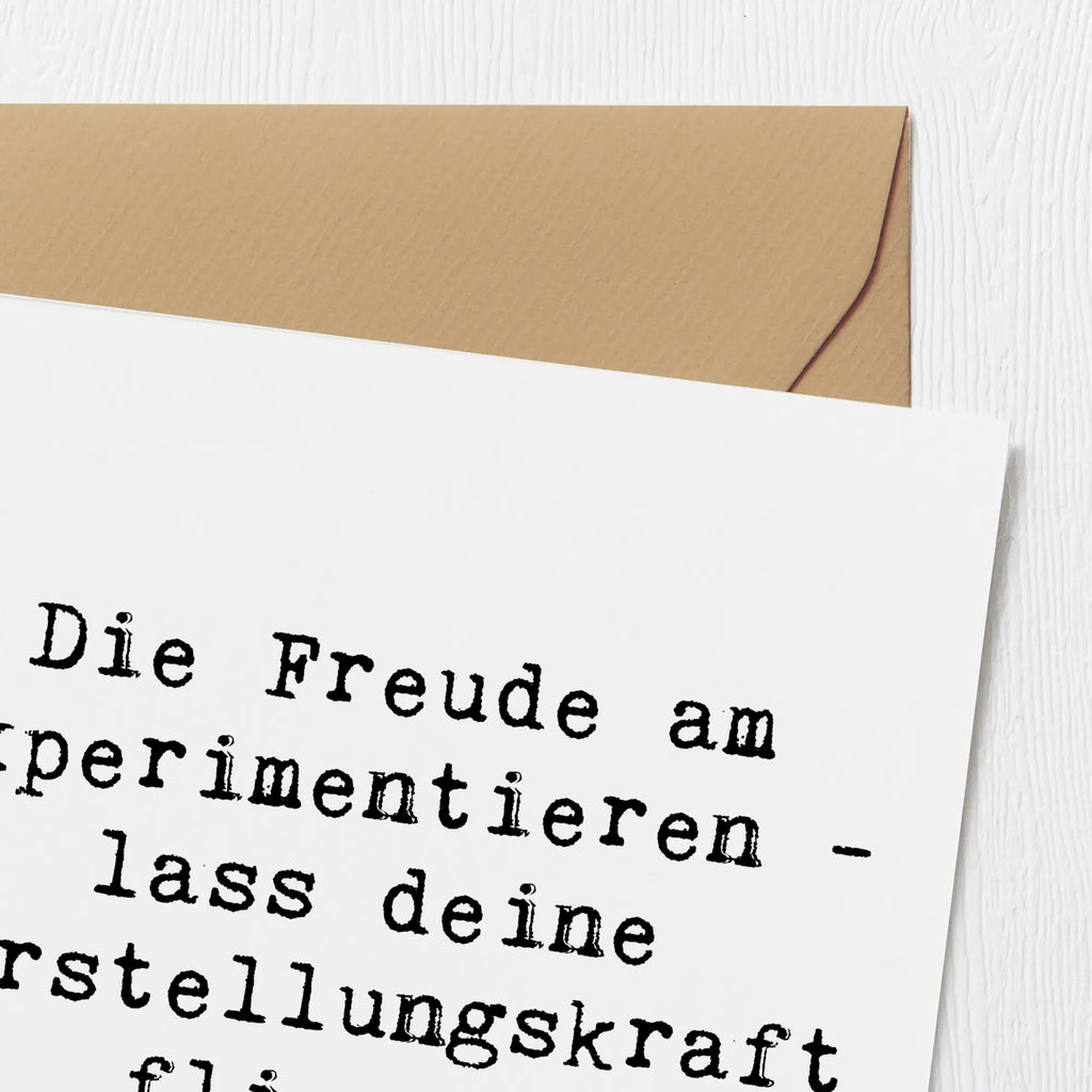Deluxe Card Saying Die Freude am Experimentieren - lass deine Vorstellungskraft fliegen! Karte, Hochwertige Klappkarte, Geburtstagskarte, Einladungskarte, Grußkarte, Glückwunschkarte, Hochzeitskarte, Hochwertige Grußkarte, Klappkarte