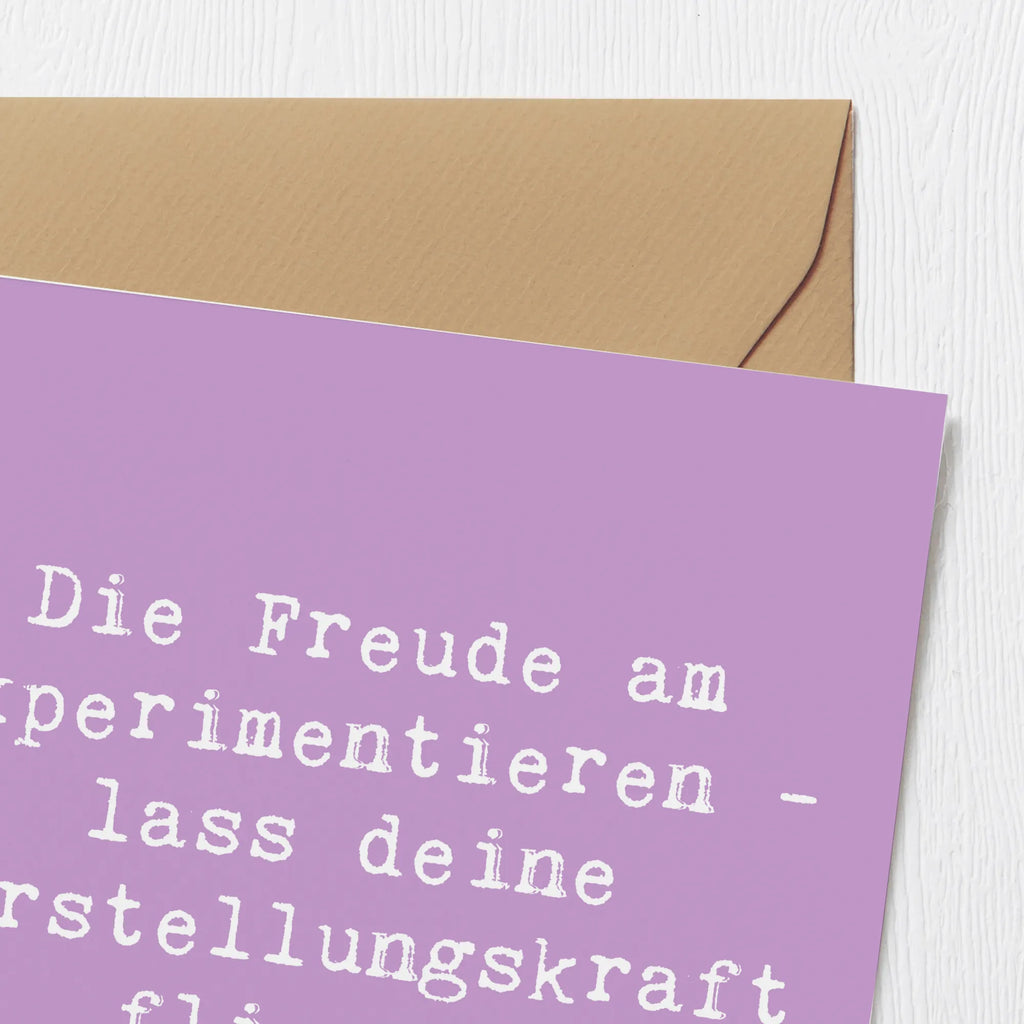 Deluxe Card Saying Die Freude am Experimentieren - lass deine Vorstellungskraft fliegen! Karte, Hochwertige Klappkarte, Geburtstagskarte, Einladungskarte, Grußkarte, Glückwunschkarte, Hochzeitskarte, Hochwertige Grußkarte, Klappkarte